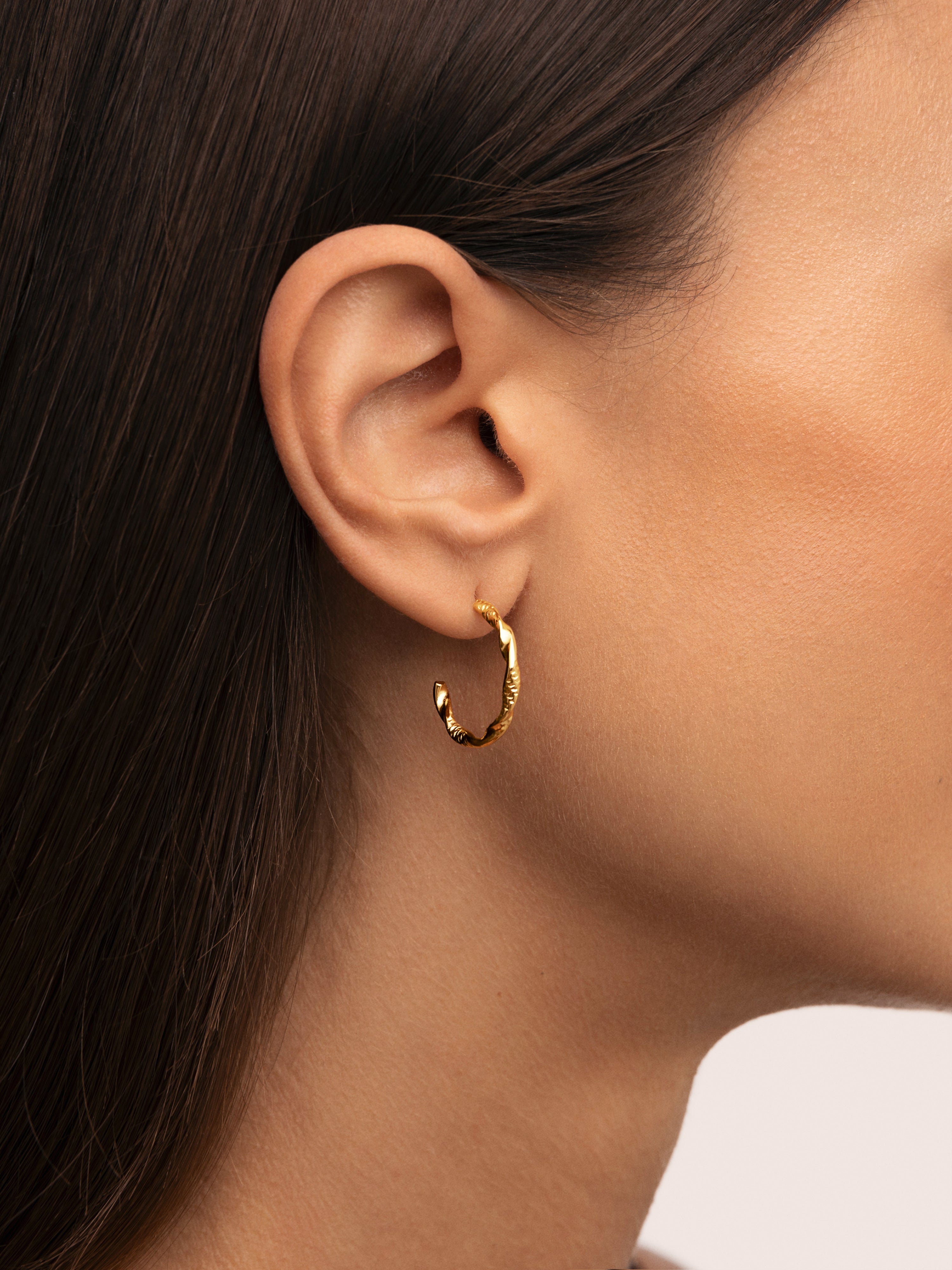 Tressia Organic Stainless Steel Gold Hoop Earrings 