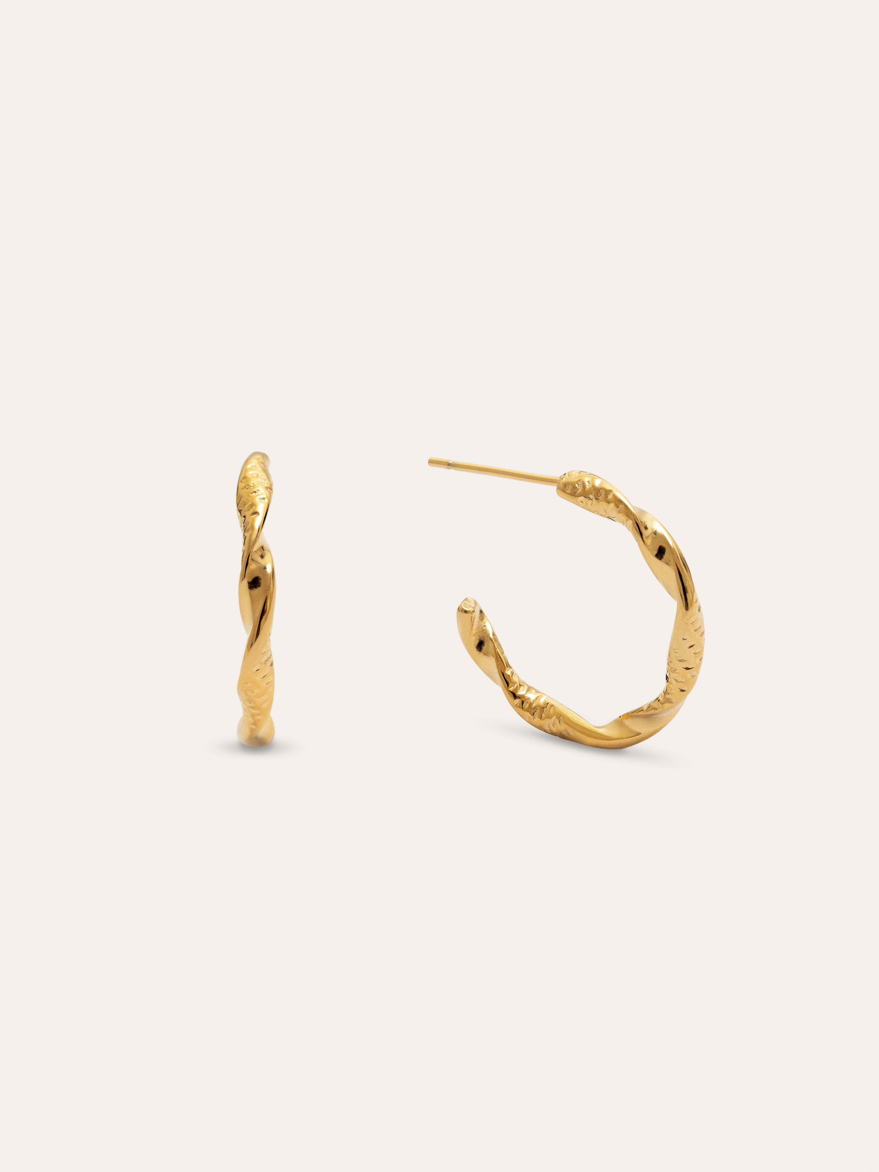Tressia Organic Stainless Steel Gold Hoop Earrings 