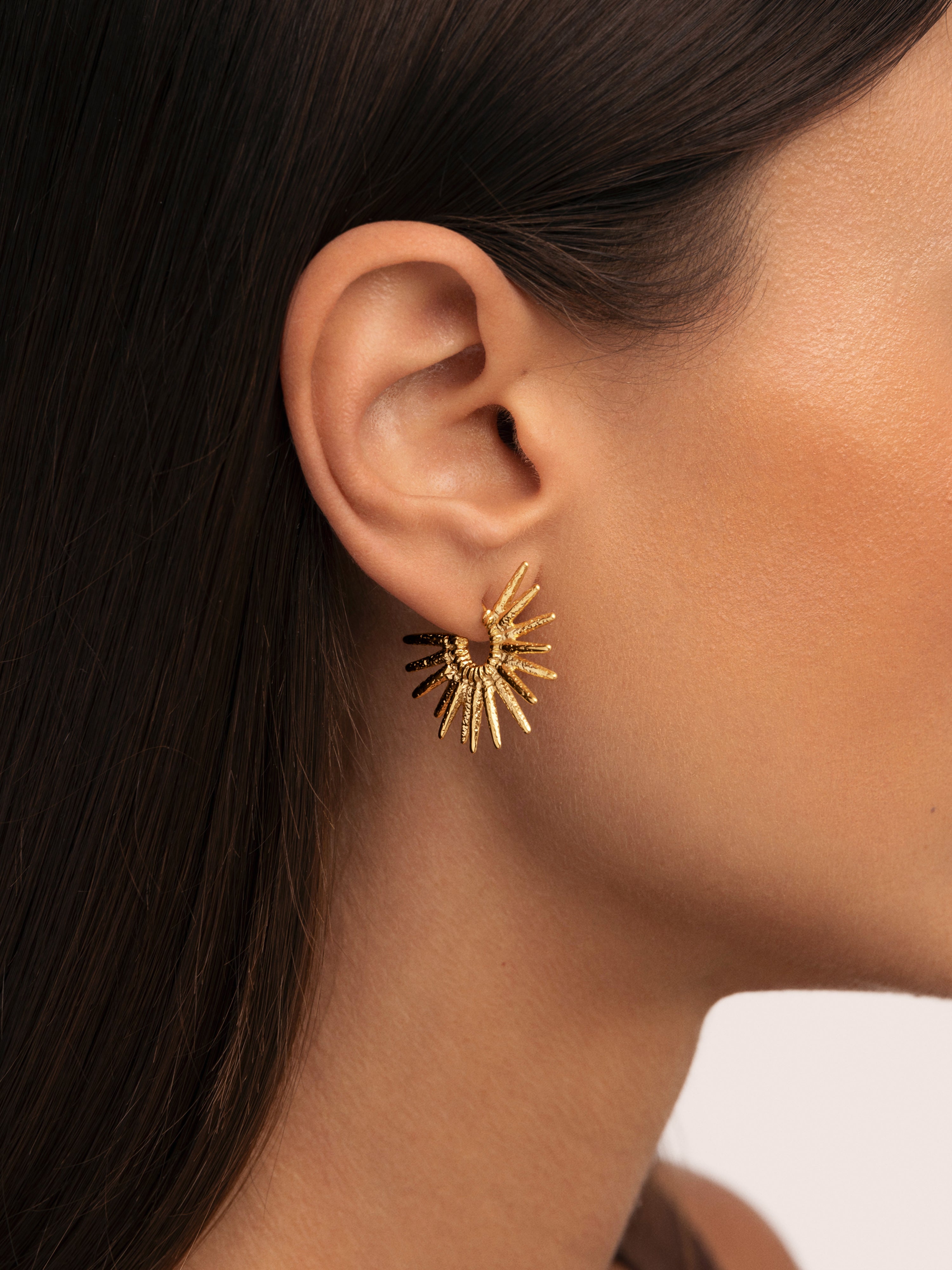 Pendientes Aro Solstice Beam Acero Baño Oro