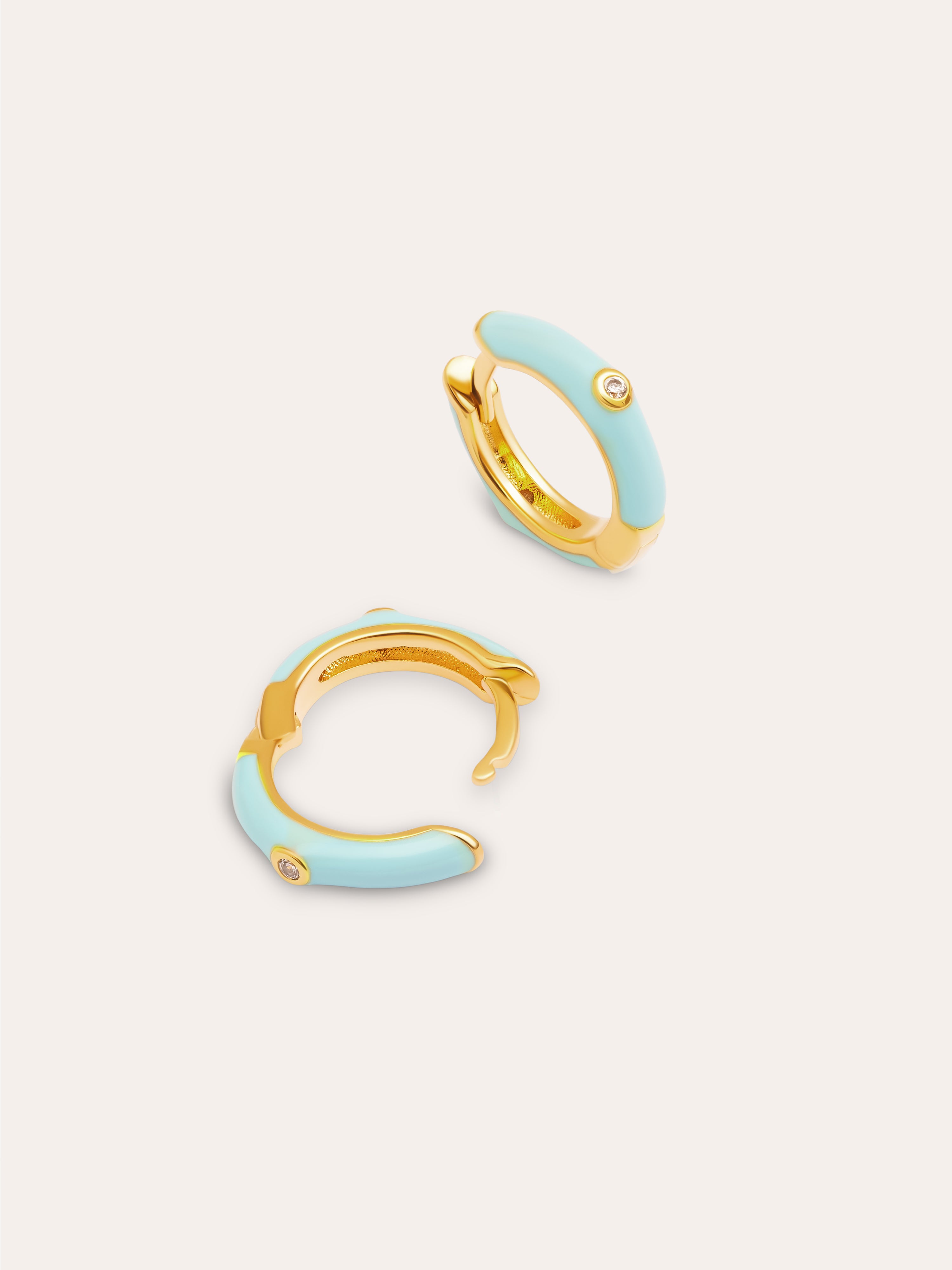 Spark Sky Enamel Gold Hoop Earrings