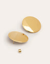 Big Button Stainless Steel Gold Earrings