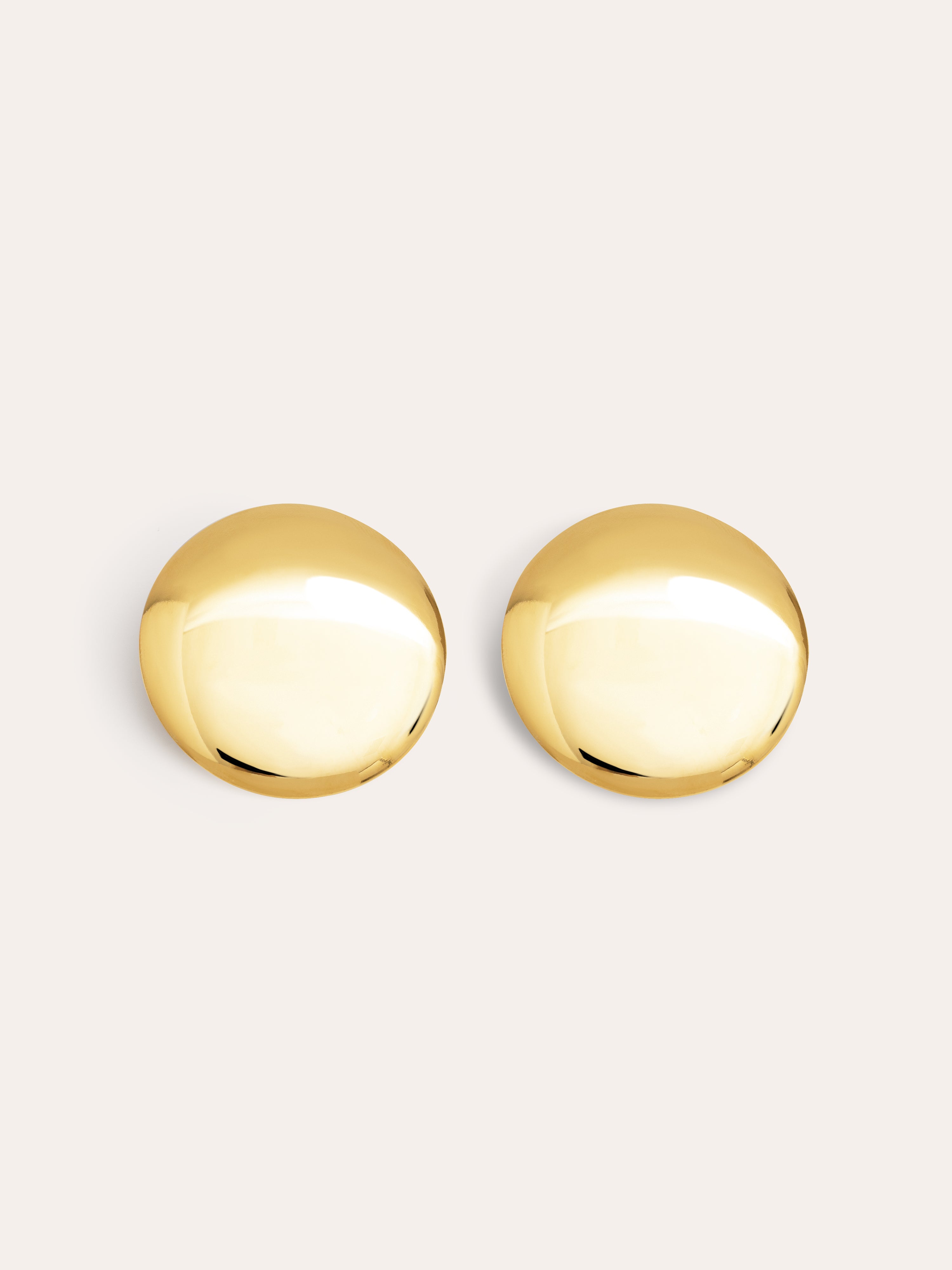 Big Button Stainless Steel Gold Earrings