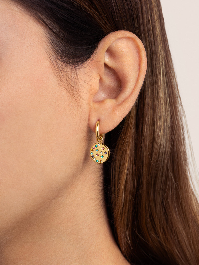 Brincos de Argola Bling Rainbow Aço Banho de Ouro