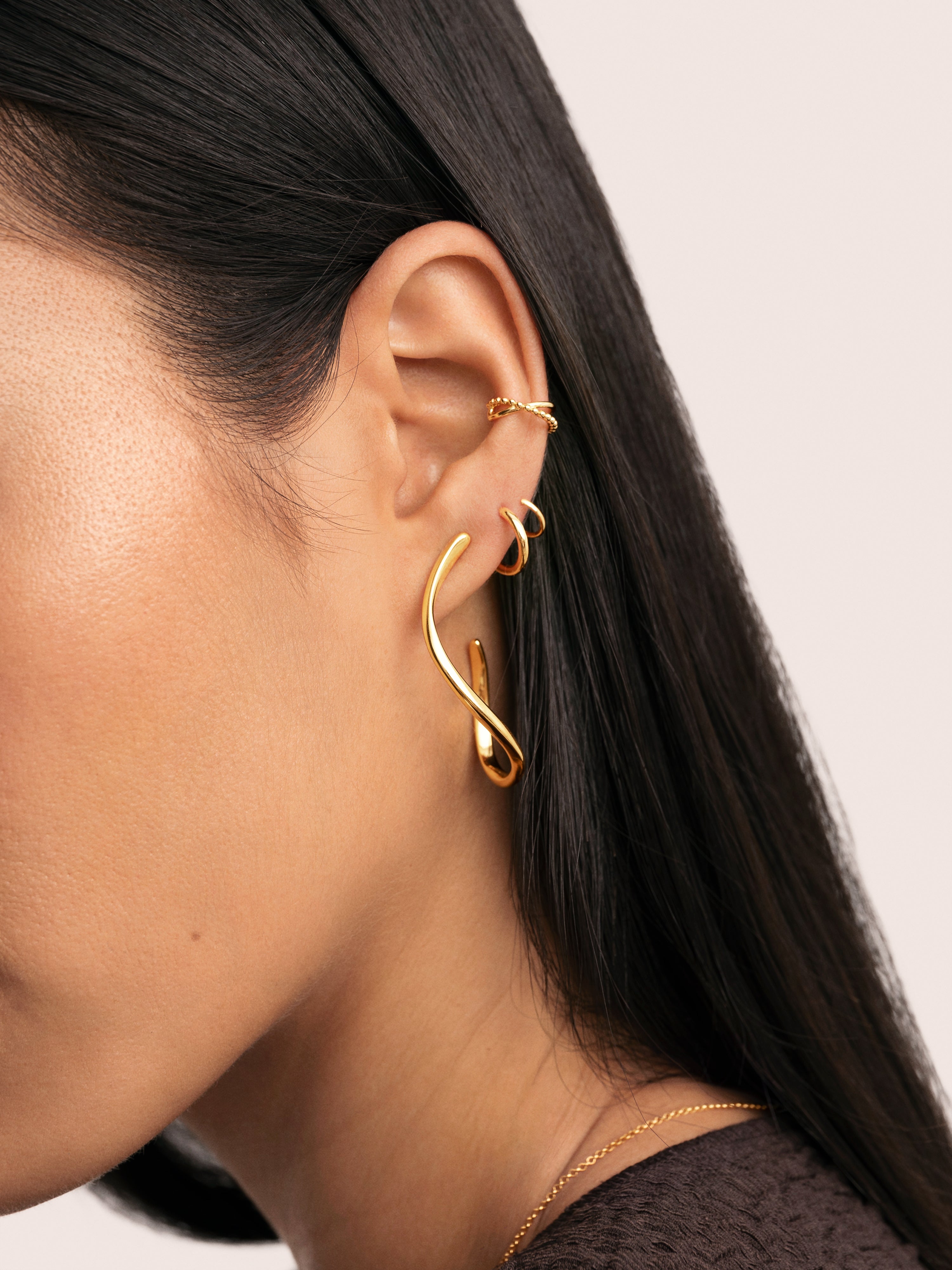 Brisa Stainless Steel Gold Earrings