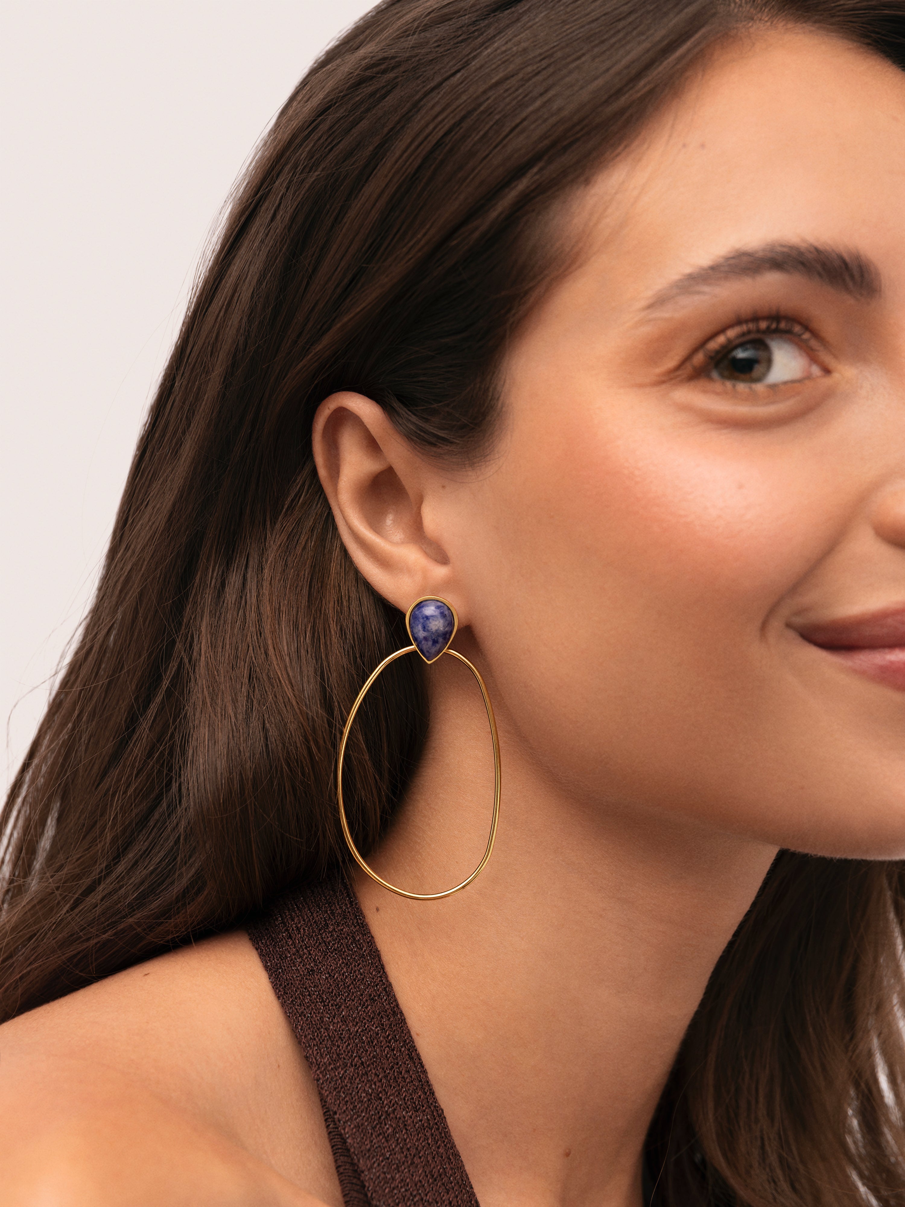 Pendientes Catalina Oval Acero Baño Oro