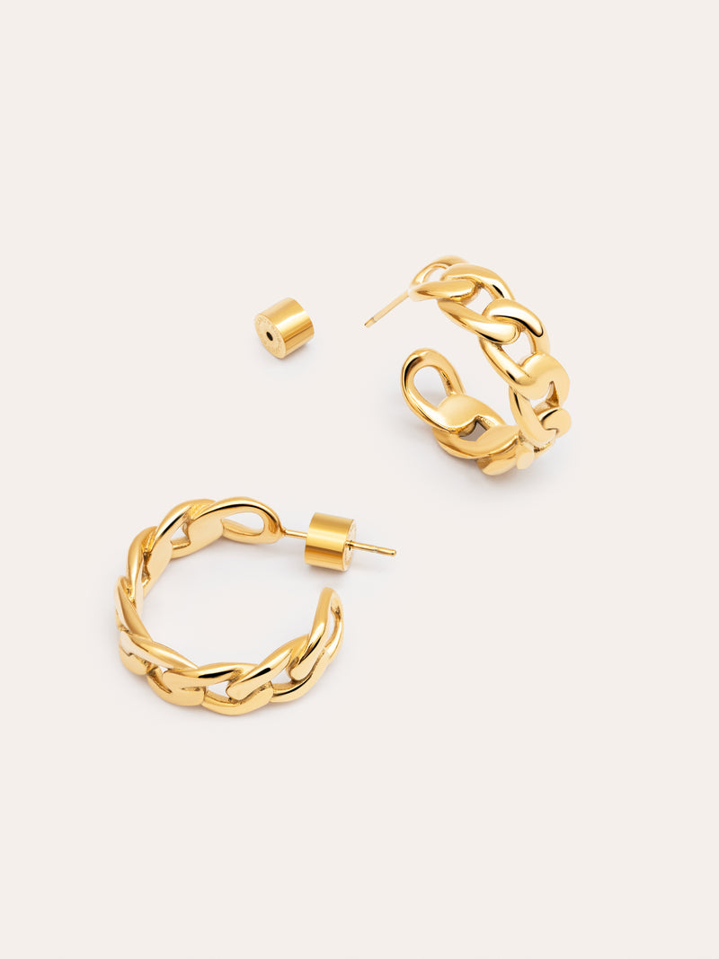 Pendientes Chunky Eslabón Acero Baño Oro
