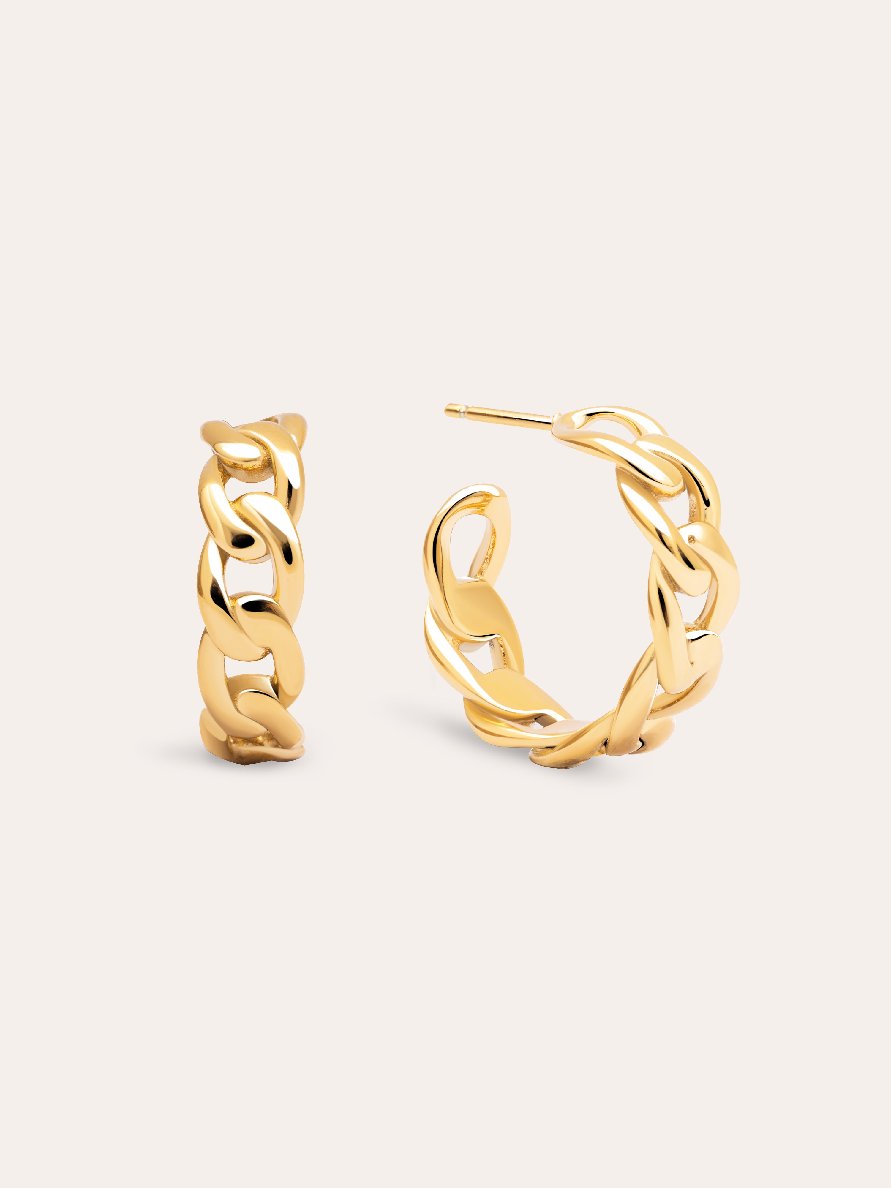 Chunky Link Stainless Steel Gold Earrings