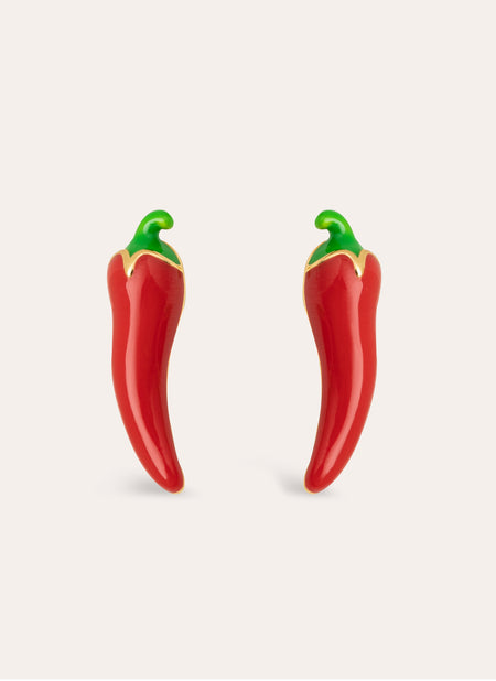 Chili Pepper Rot Ohrringe vergoldet