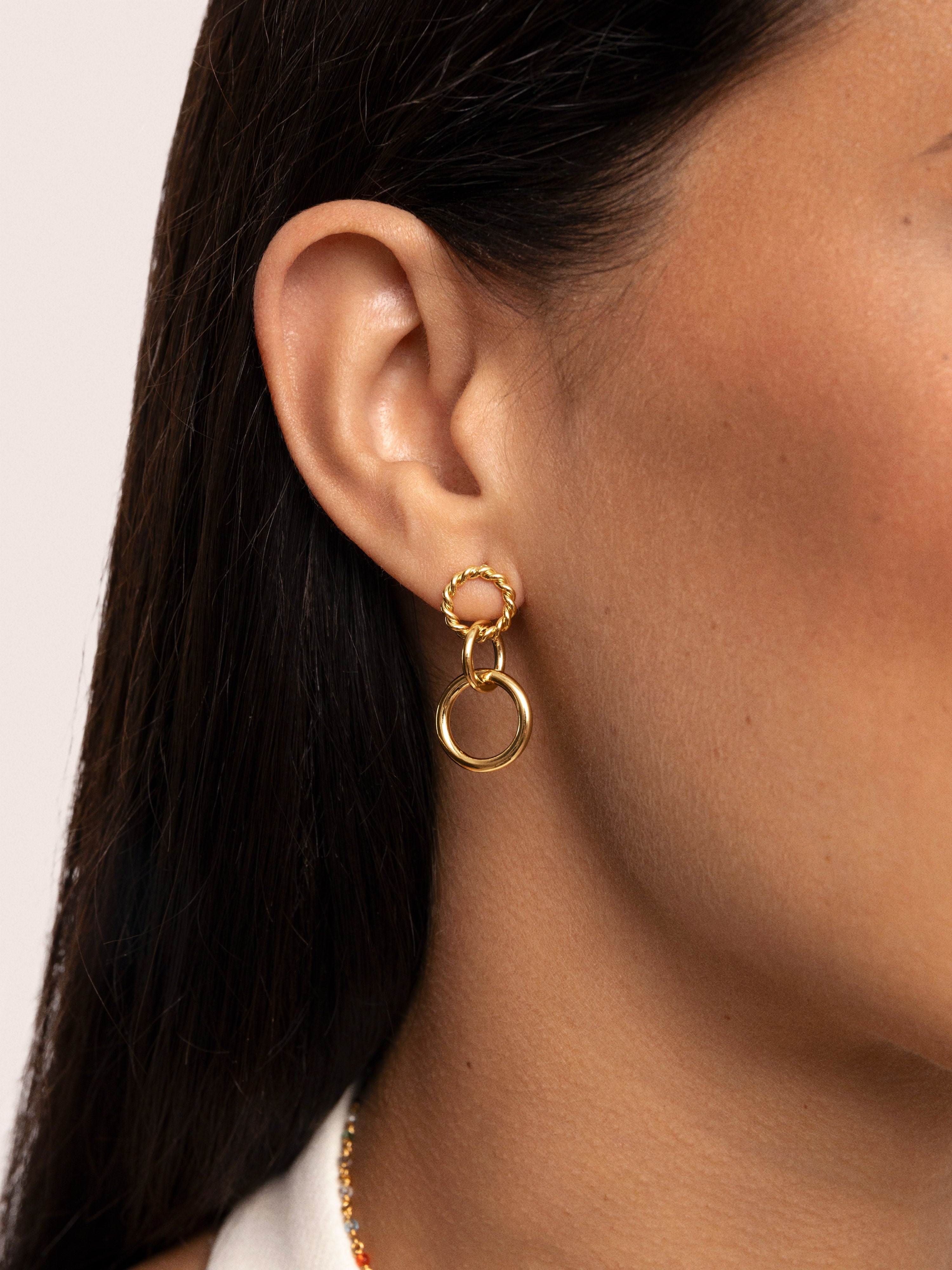 Circles Twist Gold Earrings