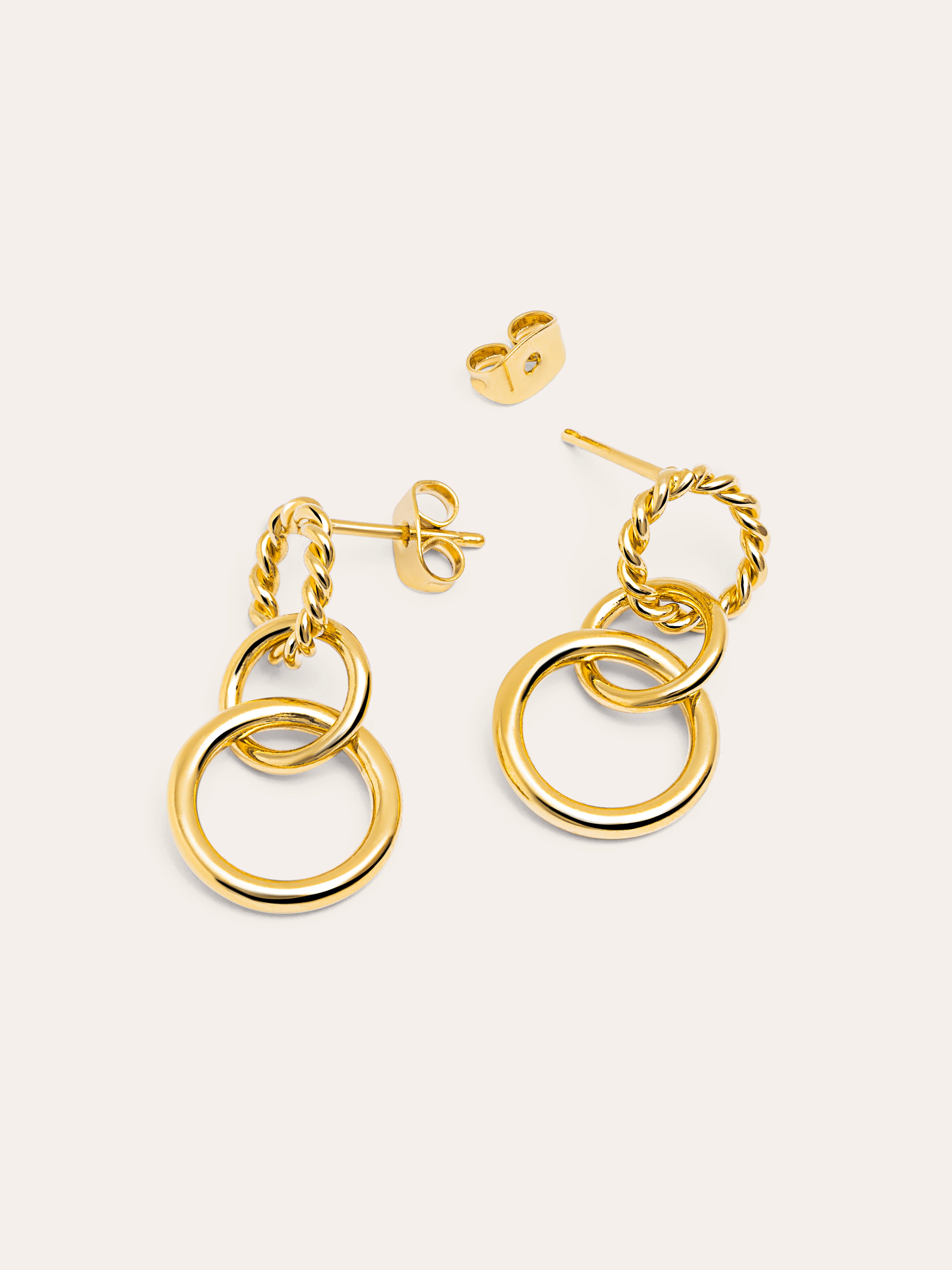 Circles Twist Gold Earrings