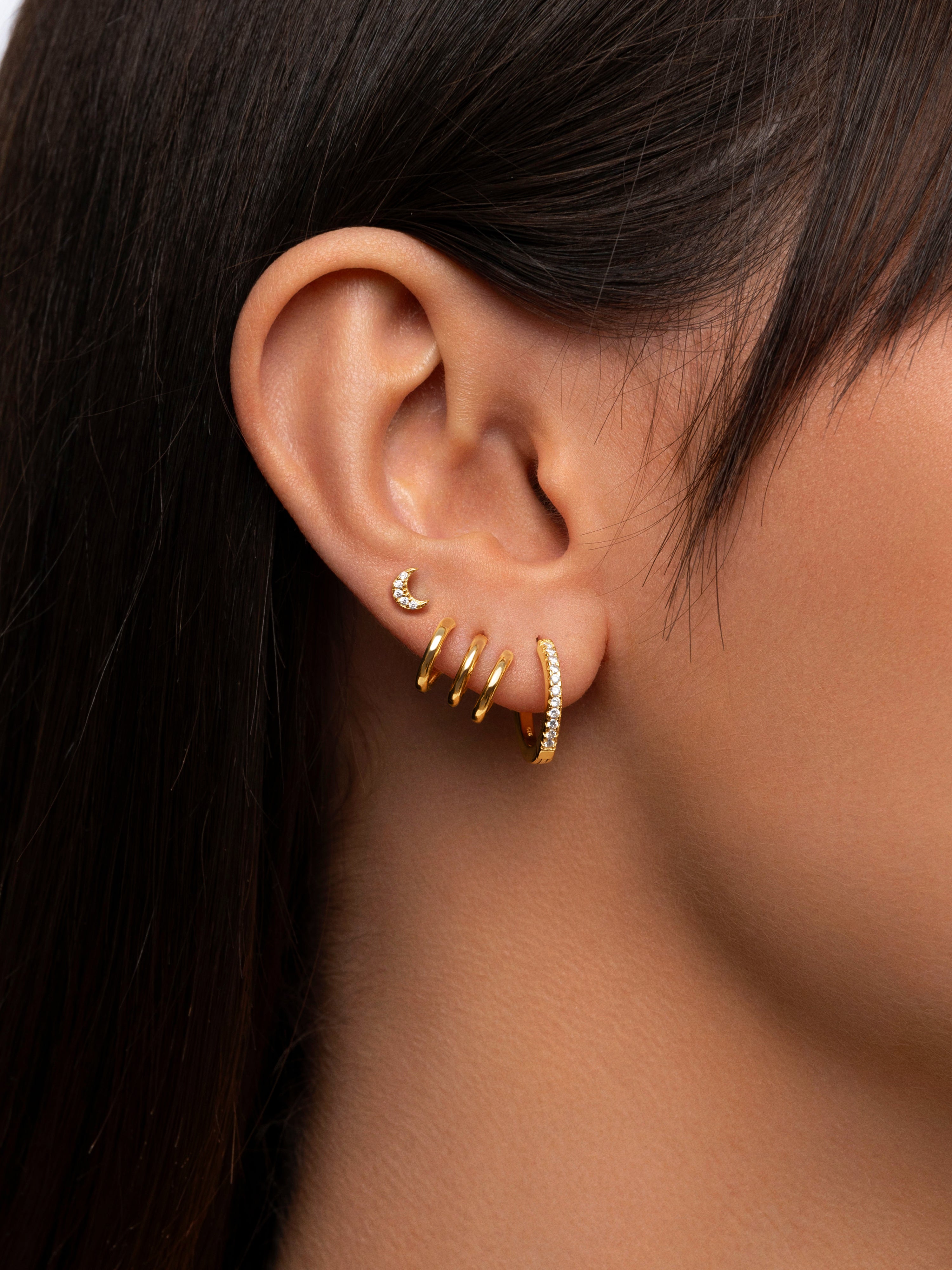 Three Gold Hoop Single earring