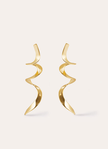 Pendientes Curl Baño Oro