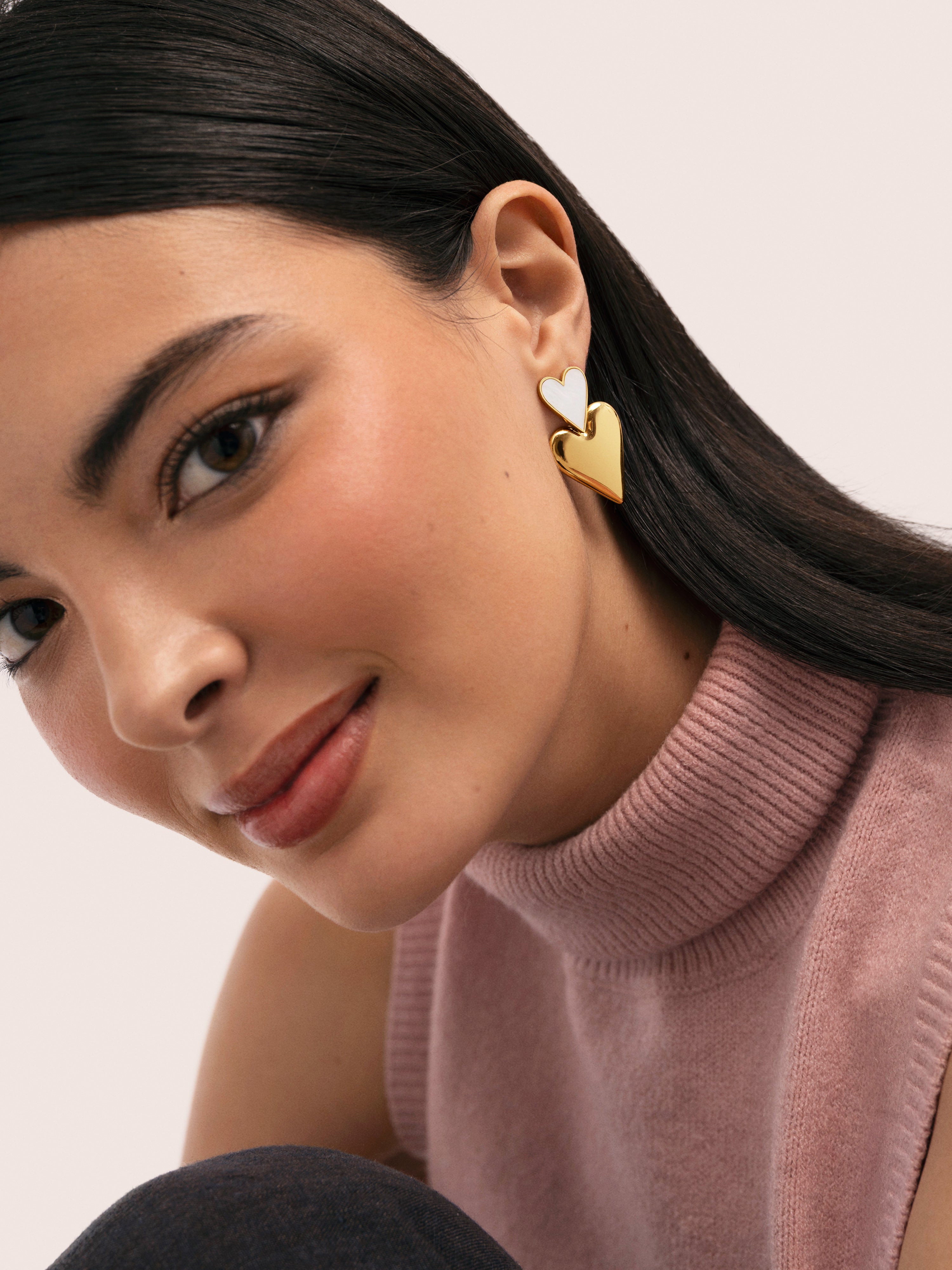 Duo d'amour Nácar Ohrringe, Edelstahl vergoldet