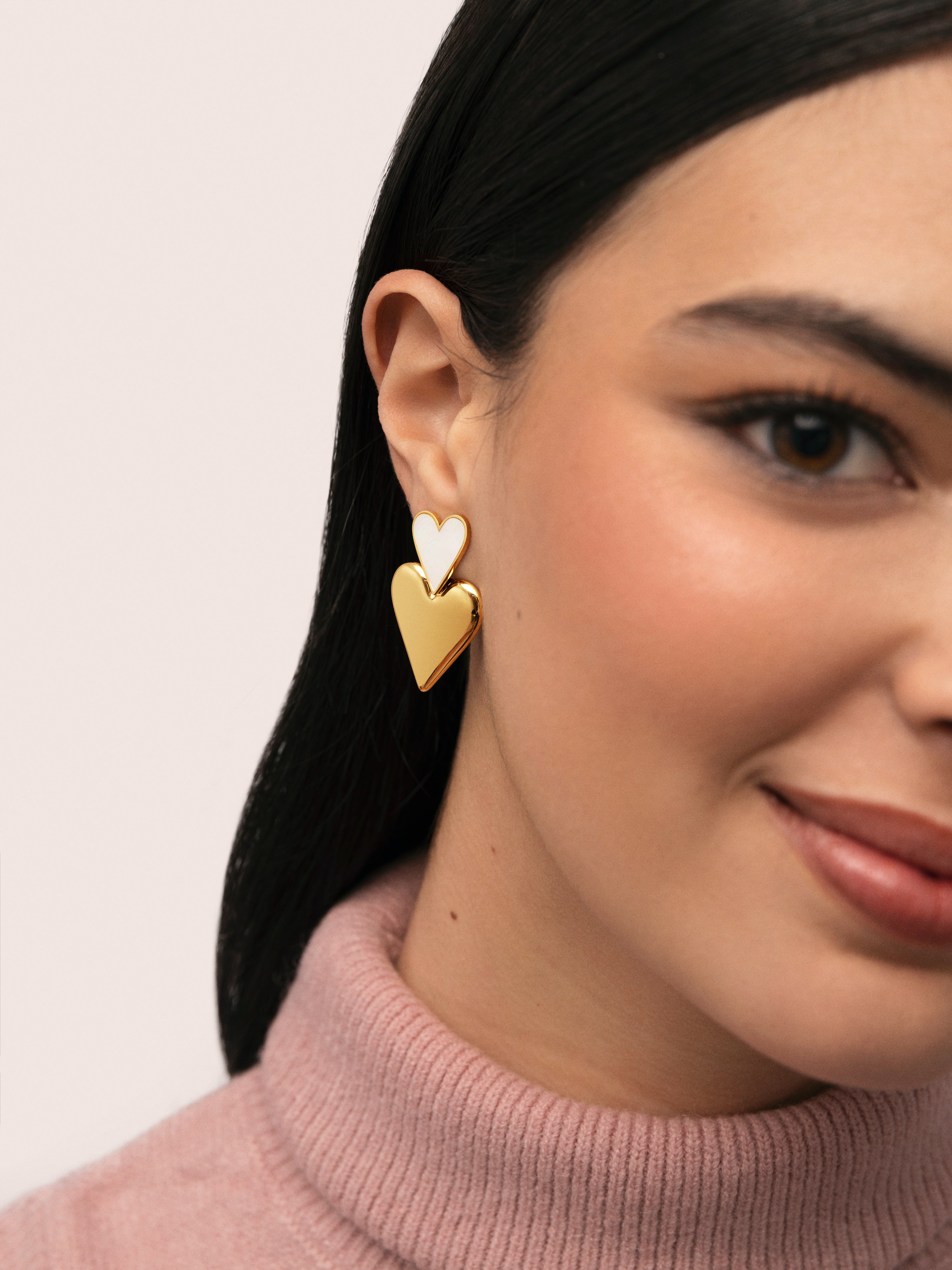 Duo d'amour Nácar Ohrringe, Edelstahl vergoldet