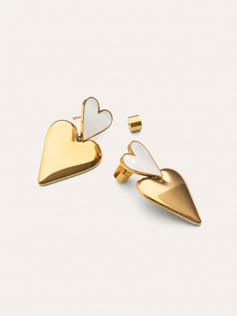Brincos Duo D'Amour Nácar Aço Banho de Ouro