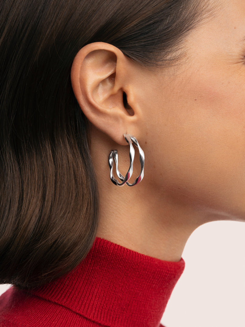Pendientes Doble Organic River Acero