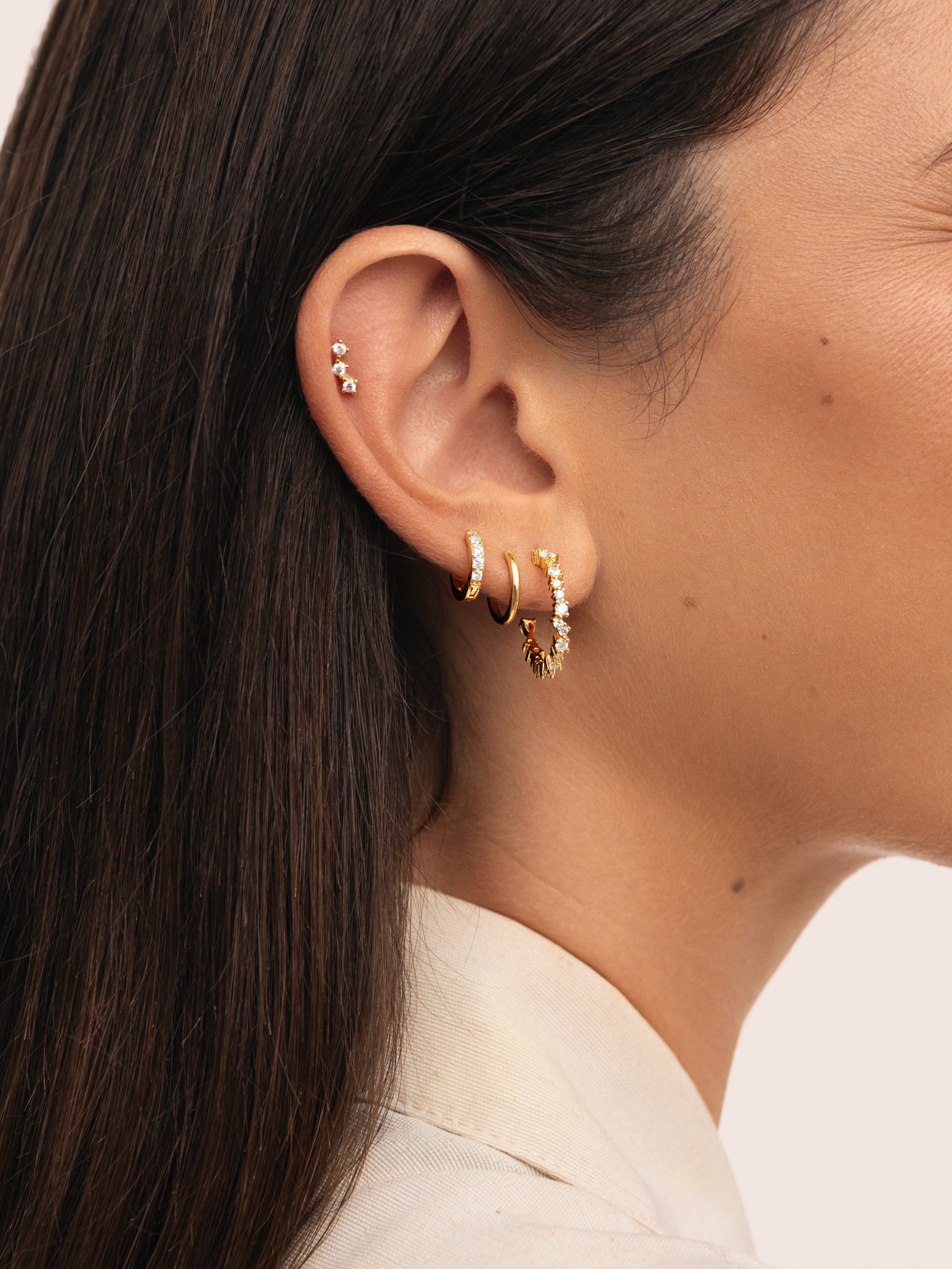 Pendiente Suelto Aro Cleo M Plata Baño Oro