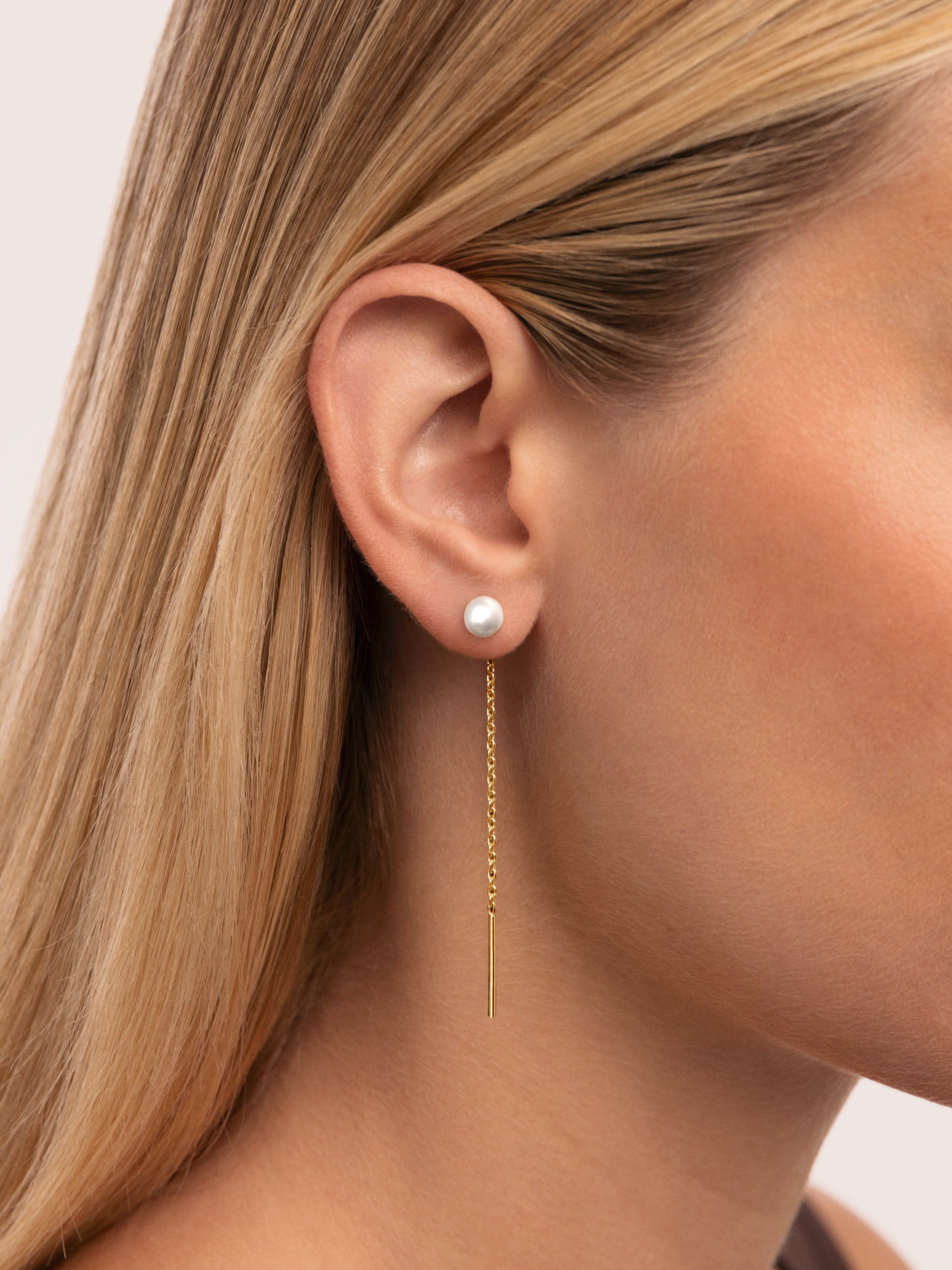 Pendientes Falling Pearl Acero Baño Oro