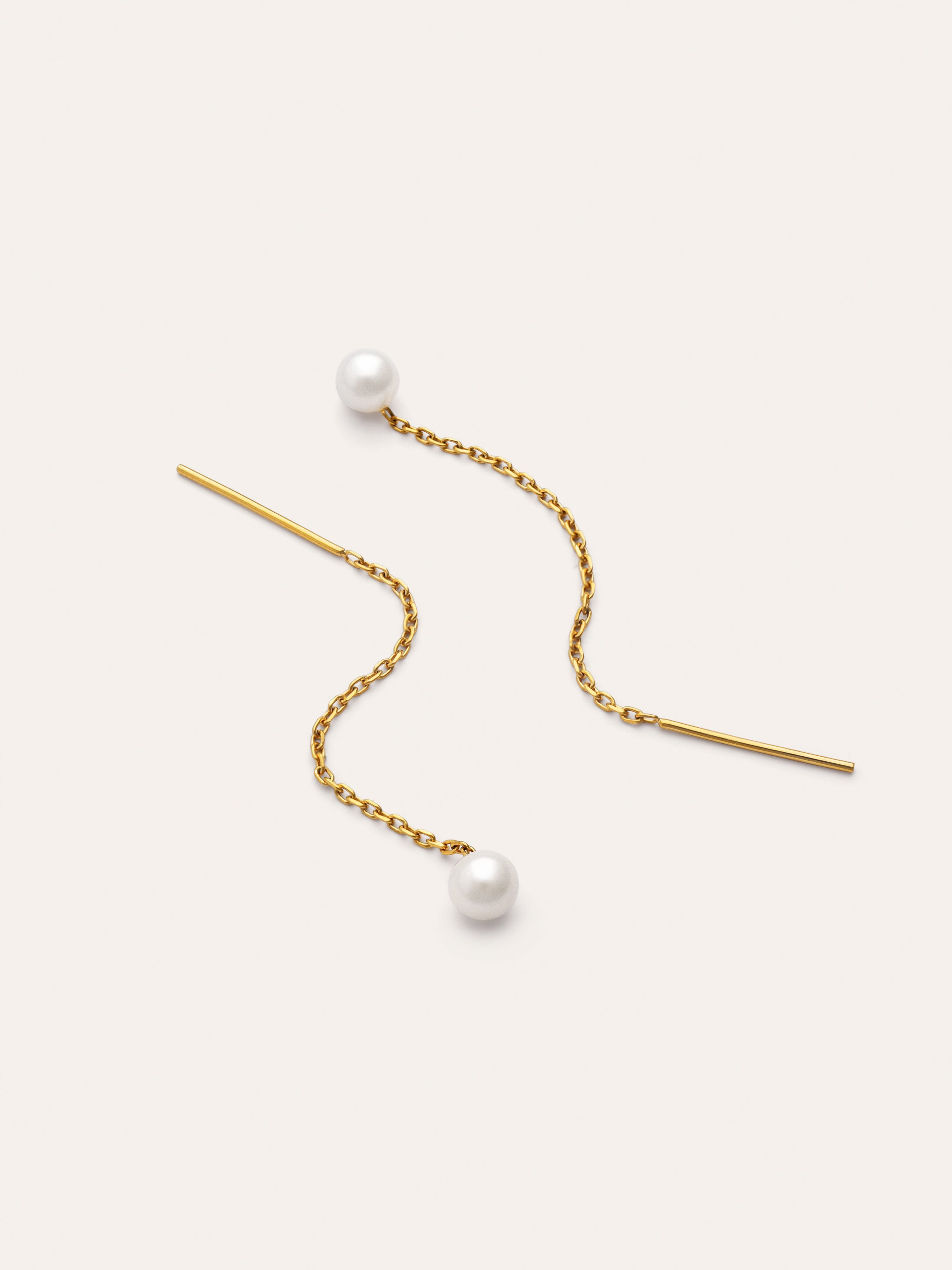 Pendientes Falling Pearl Acero Baño Oro