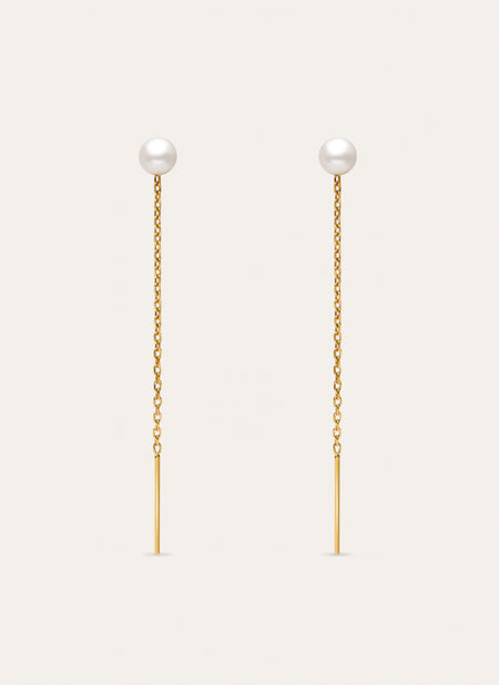 Falling Pearl Earrings Steel Gold-Plated