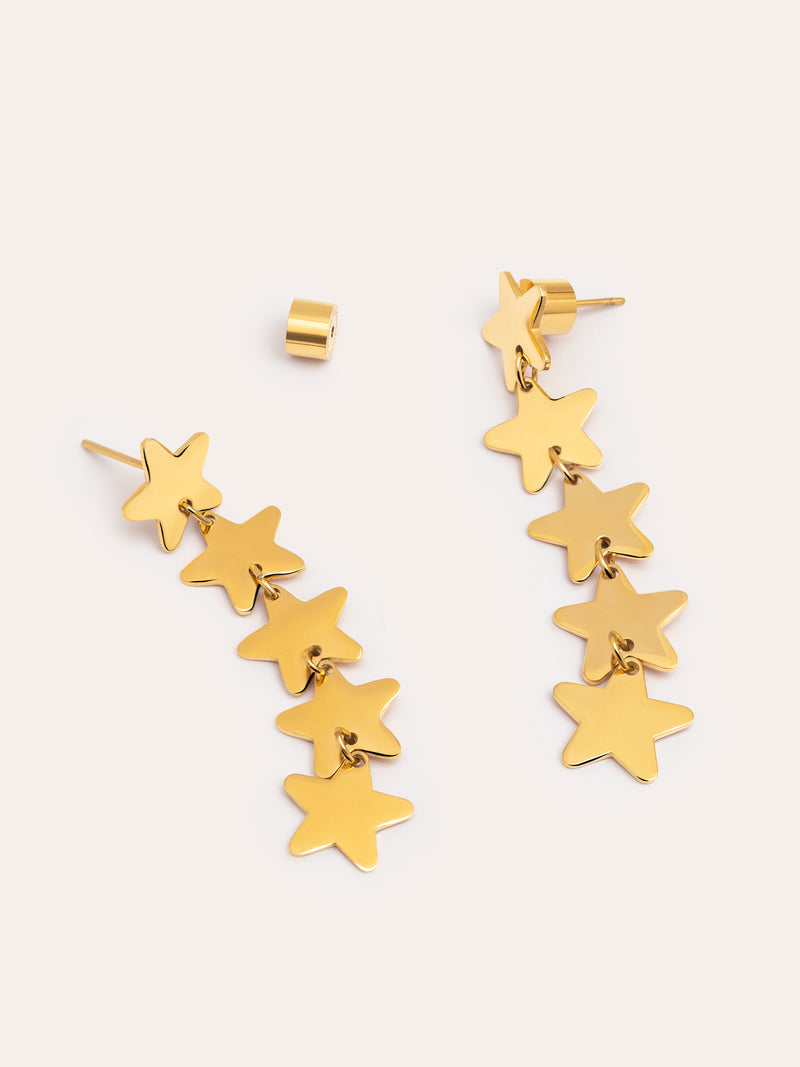 Five Stars Stainless Steel Gold Earrings