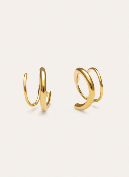 Spiral-Tropfen-Ohrringe aus Stahl mit Goldbeschichtung