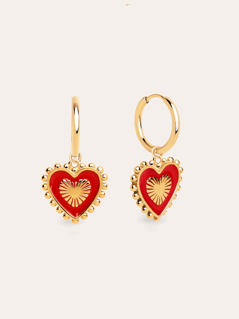 Heart Reversed Enamel Ohrringe Edelstahl, Vergoldet