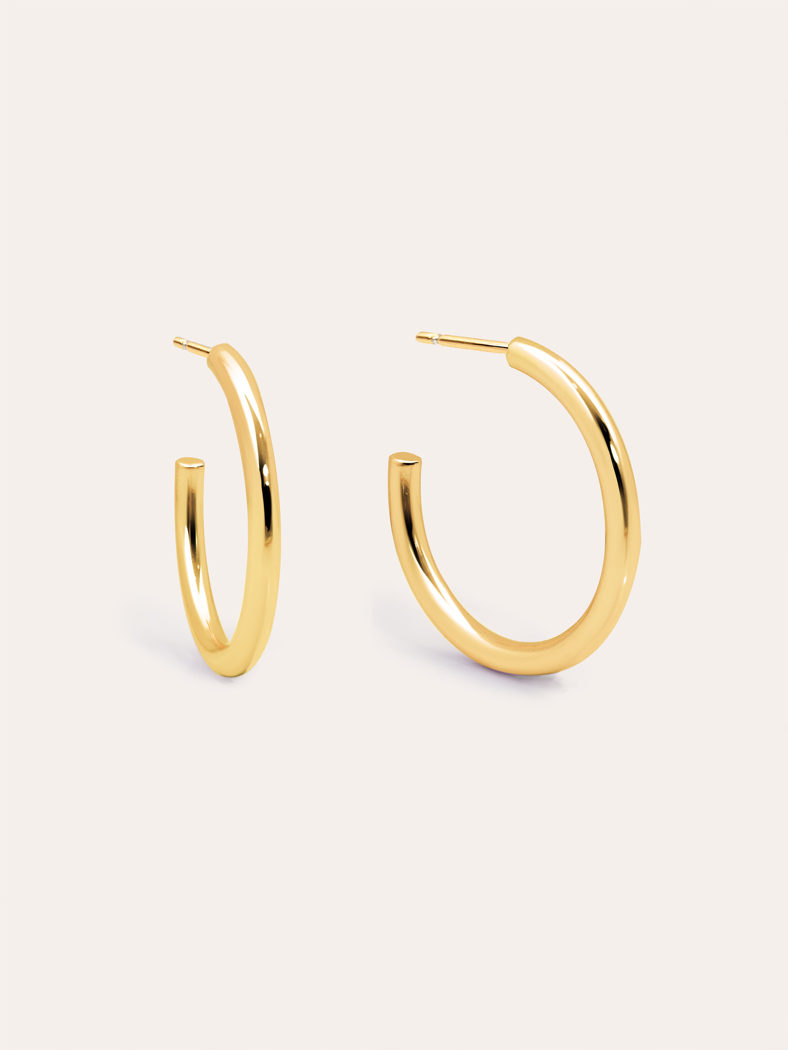 Tube Stainless Steel Gold Hoop Earring 