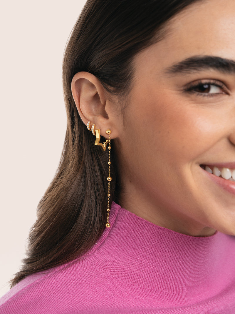 Pendientes Long Drop Bomb Acero Baño Oro