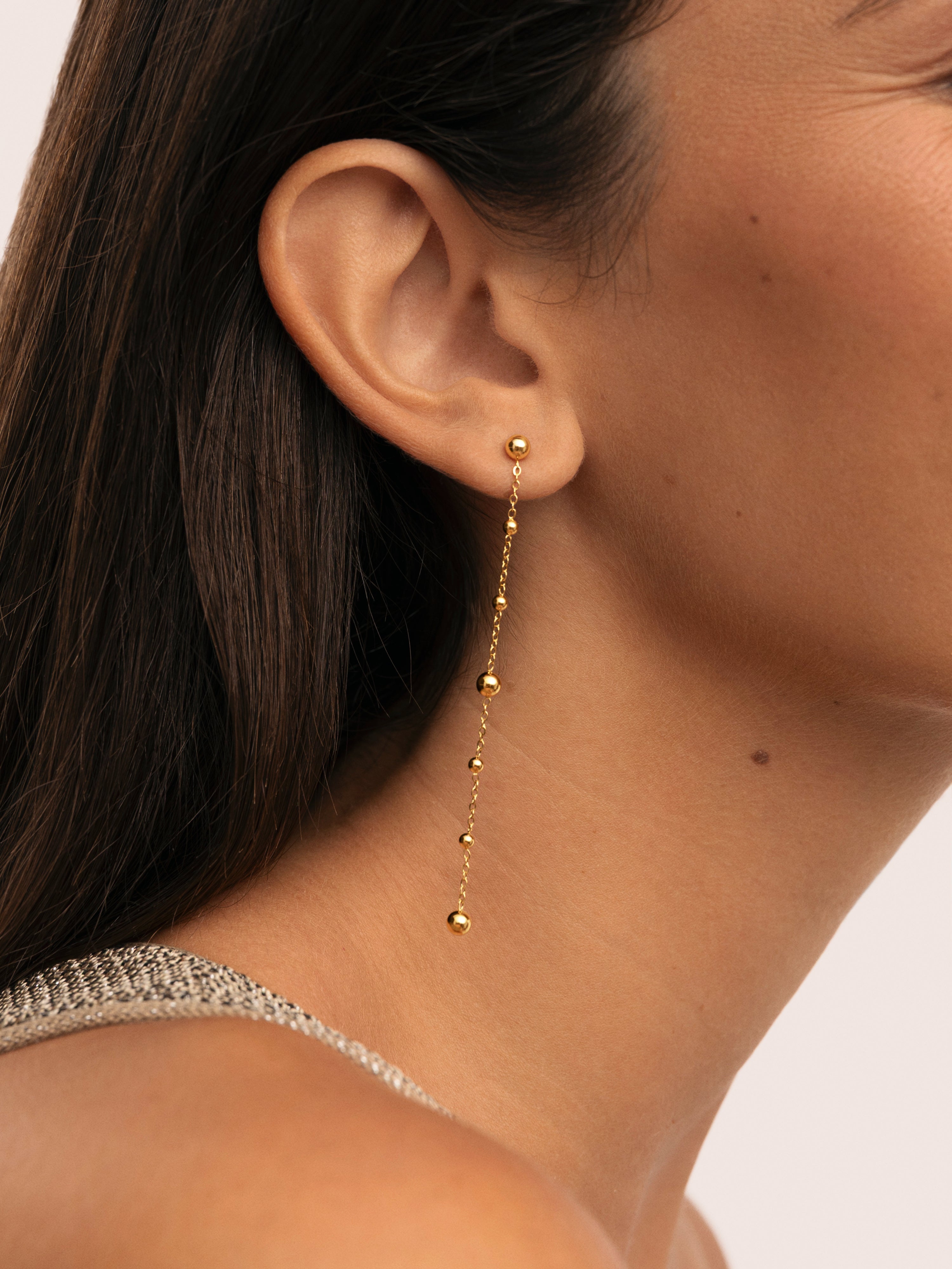 Pendientes Long Drop Bomb Acero Baño Oro