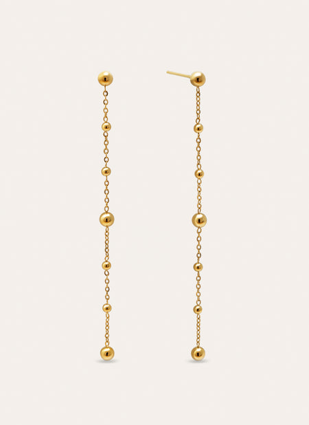 Long Drop Bomb Gold Earrings