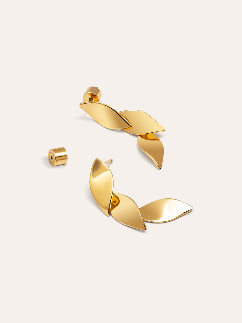 Brincos Leaves Banho de Ouro