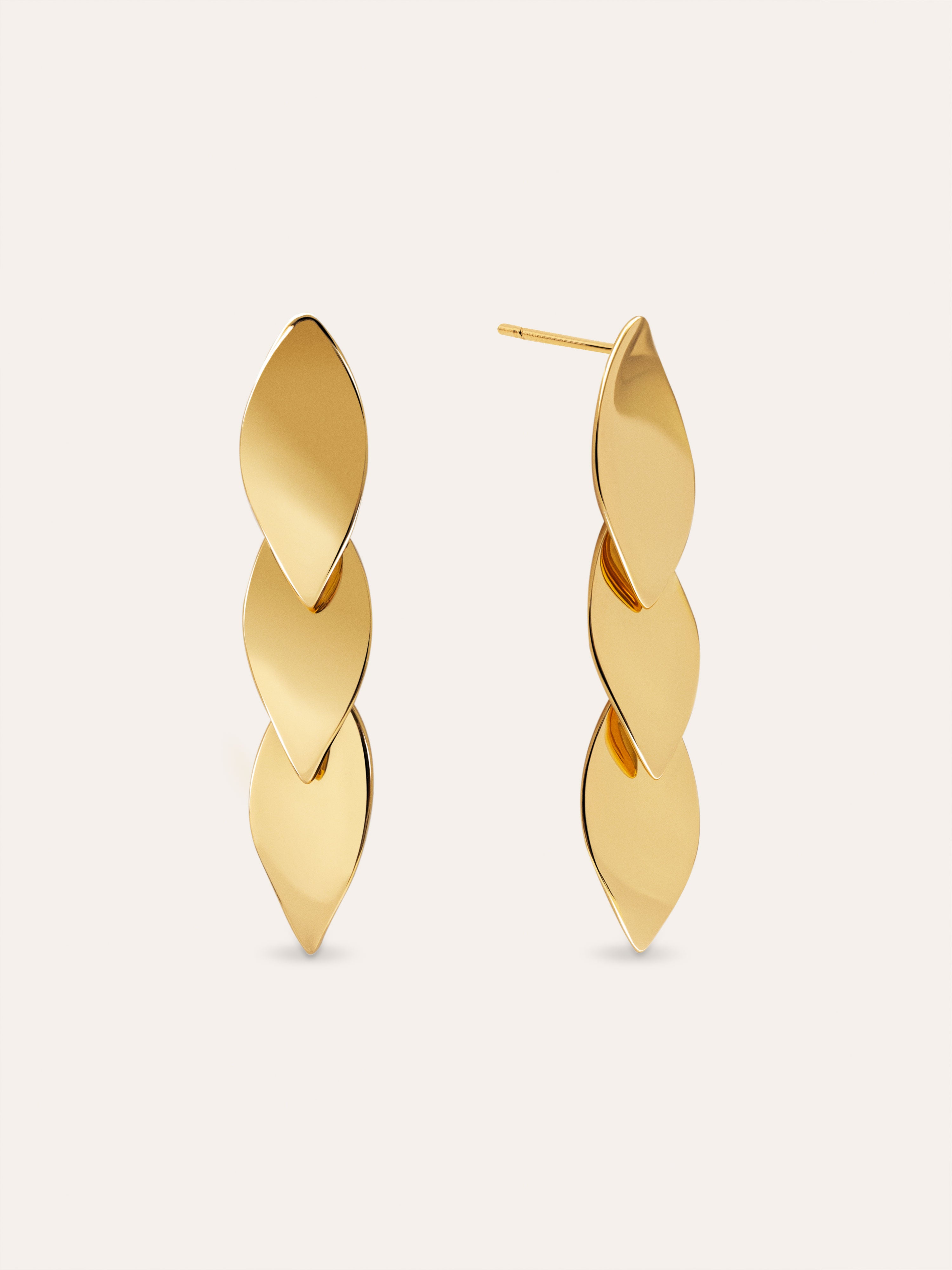 Pendientes Largos Daisy May Acero Bañado Oro 18K - Motivo Flor, Cierre Silicona, Ideal Para Mujer