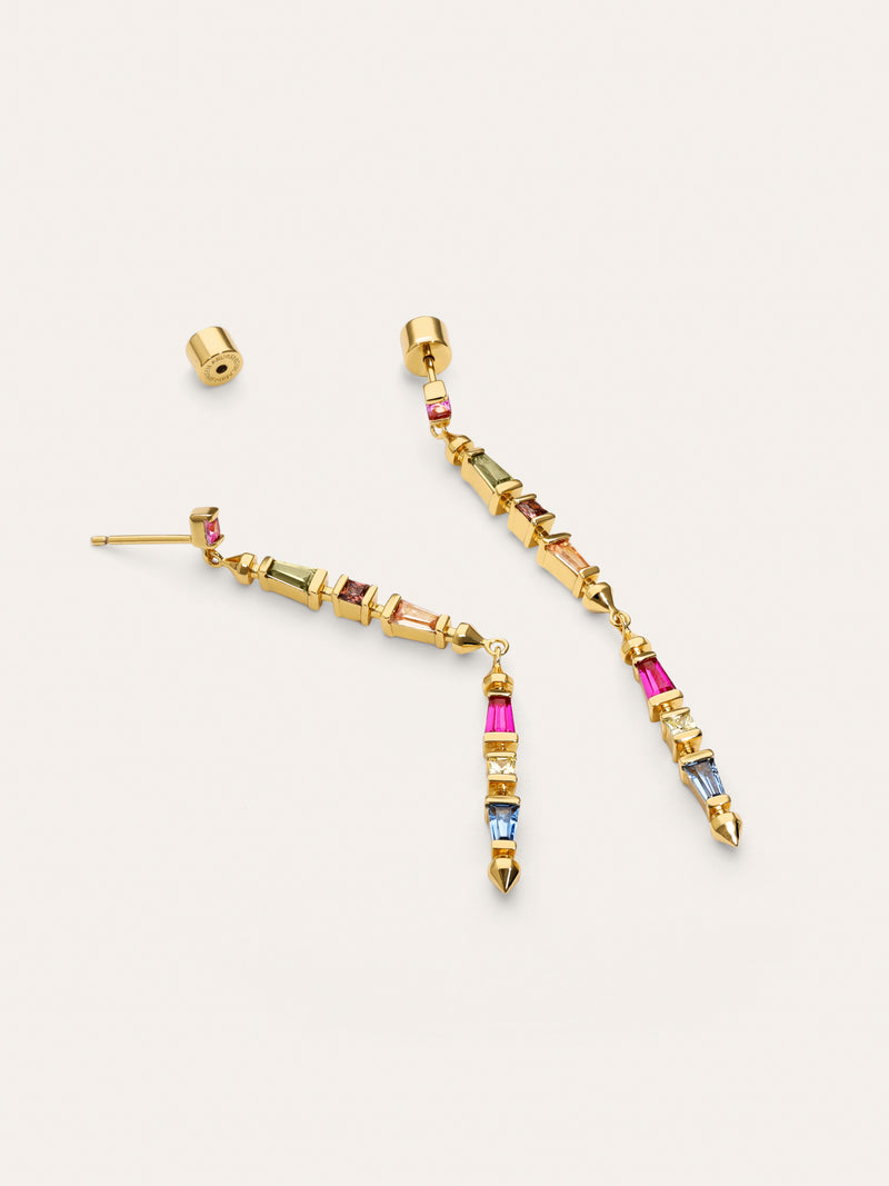 Boucles d'oreilles Long Iris Couleurs Plaqué Or