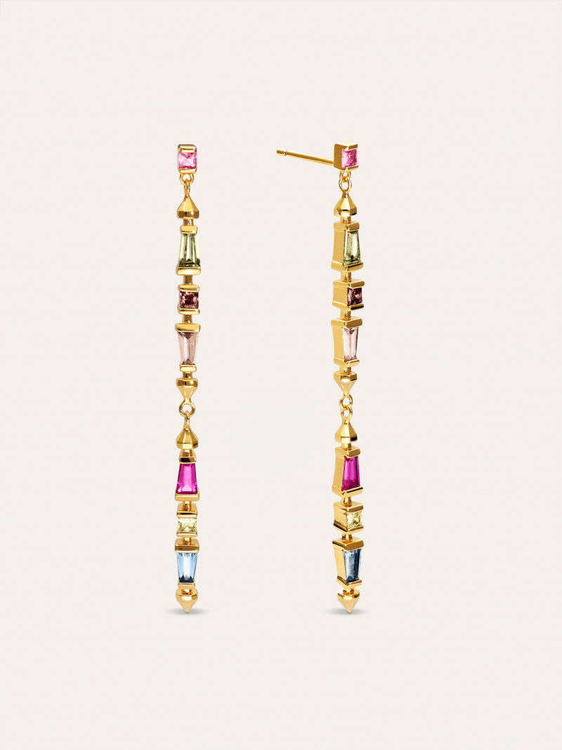 Boucles d'oreilles Long Iris Couleurs Plaqué Or