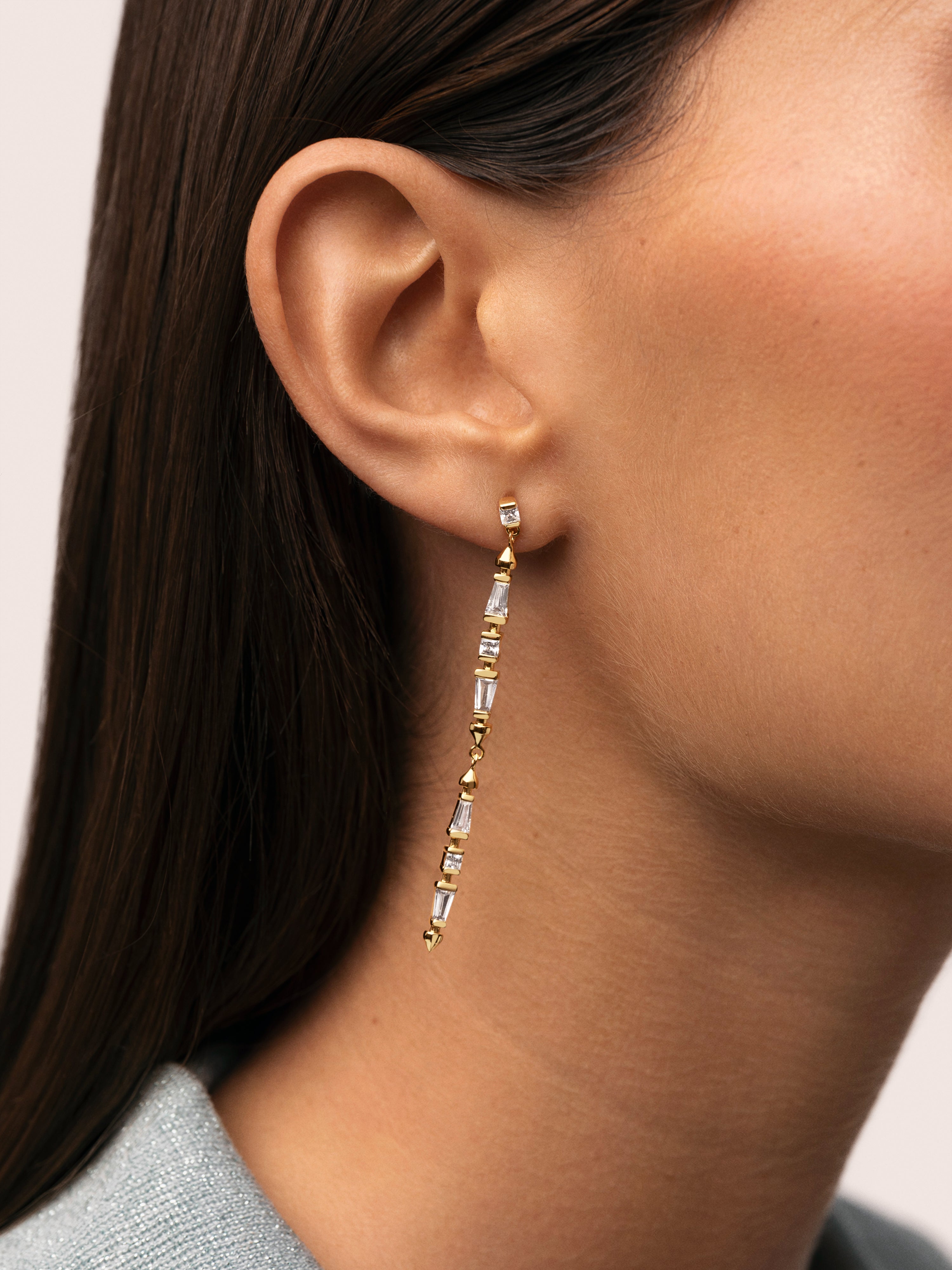 Long Iris Gold Earrings