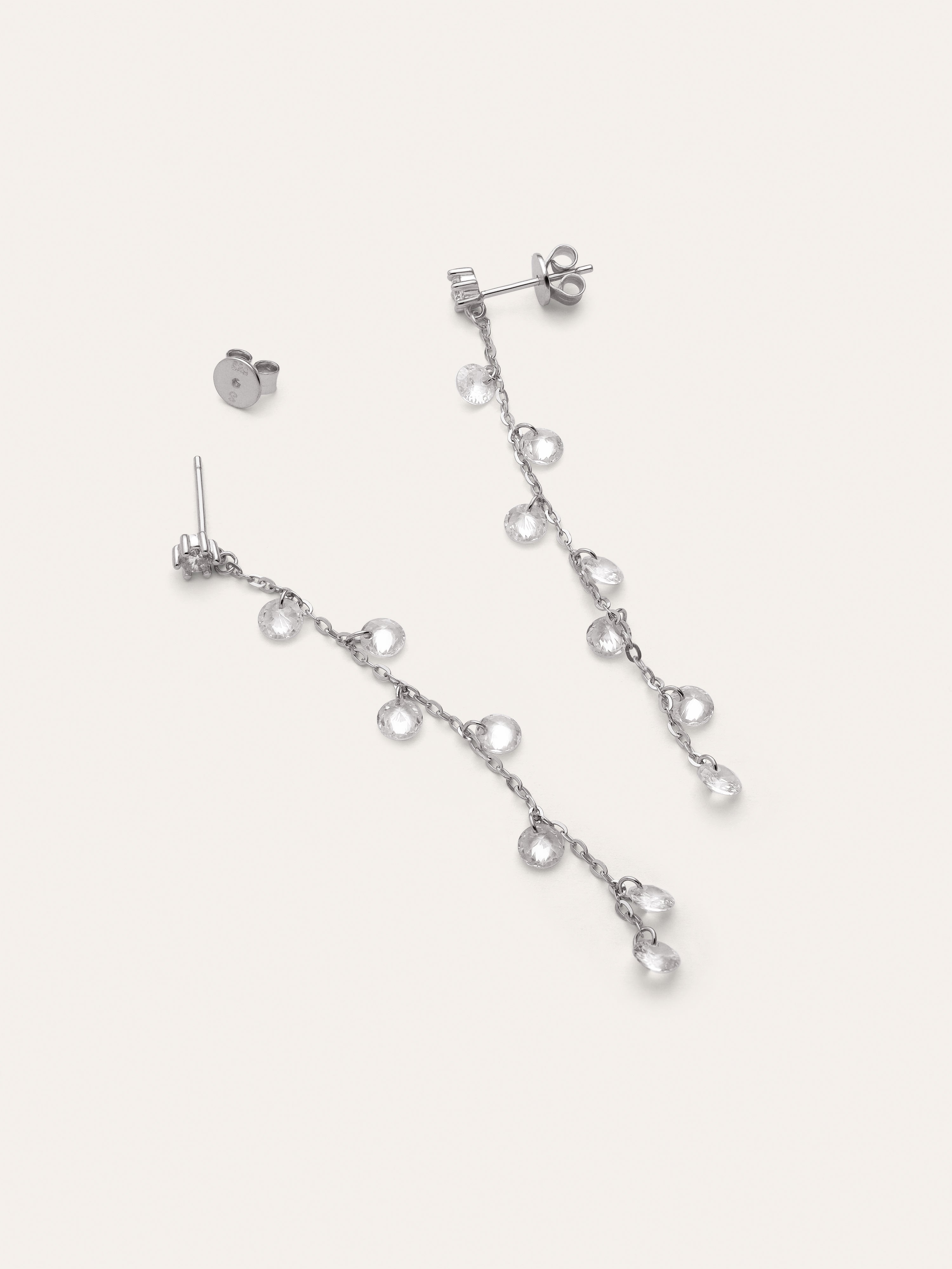 Long Spark Silver Earrings