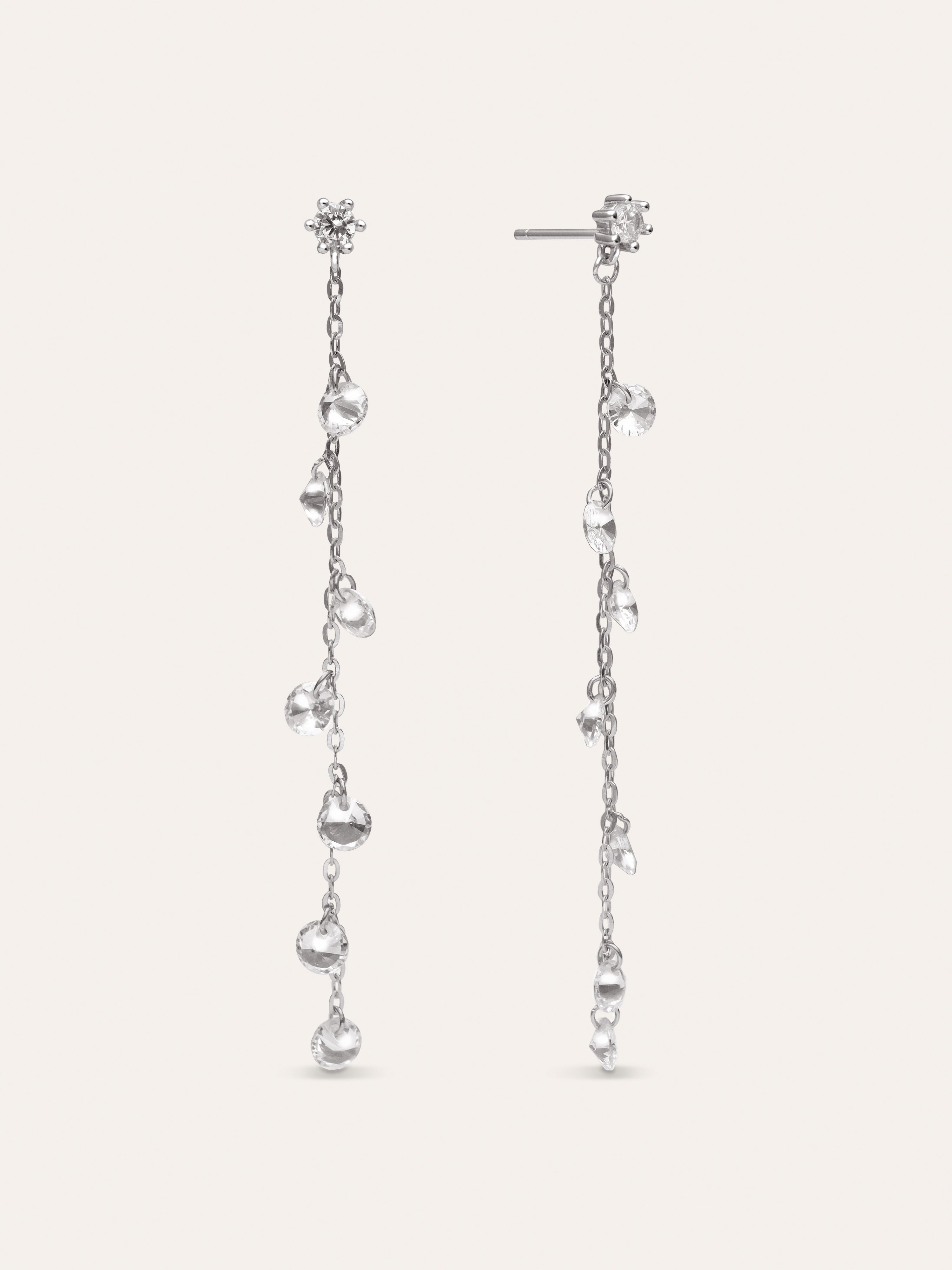 Long Spark Silver Earrings
