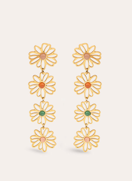 Daisies Stainless Steel Gold Earrings