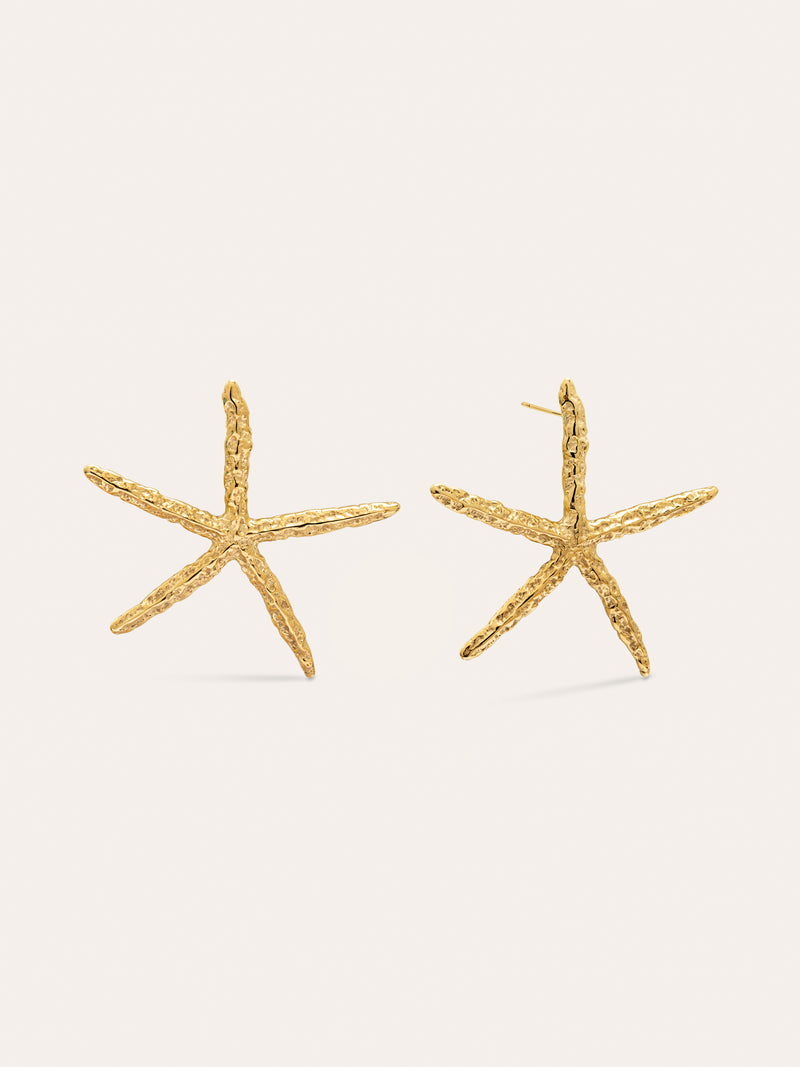 Maxi Starfish Stainless Steel Gold Earrings 