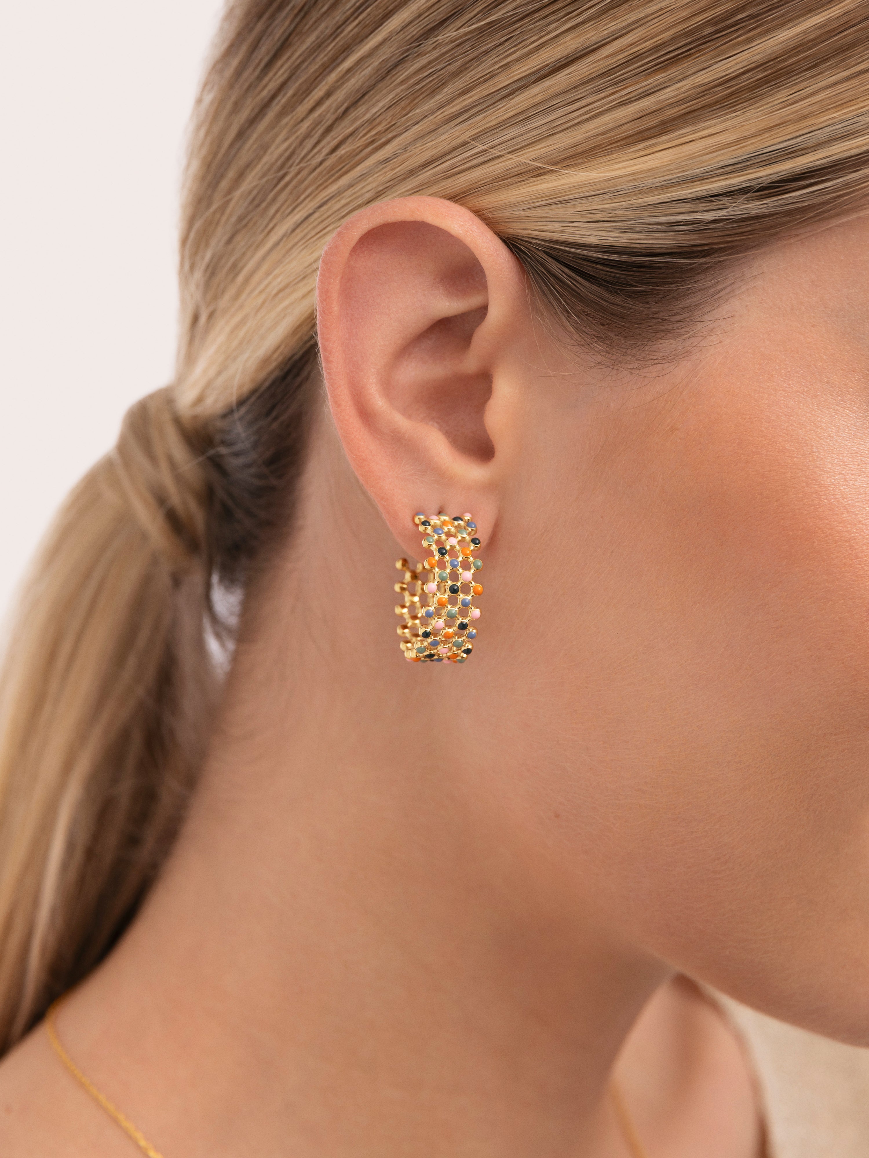 Mini Bomb Enamel Ohrringe Edelstahl, vergoldet