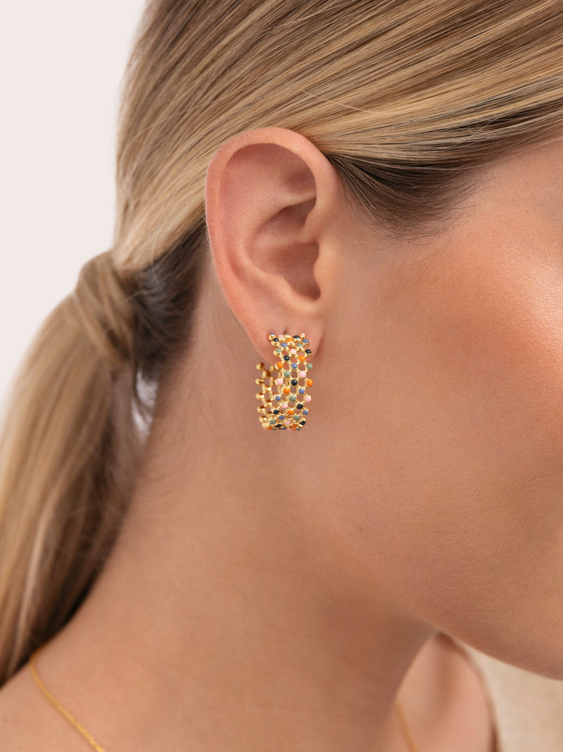 Pendientes Mini Bomb Enamel Acero Baño Oro