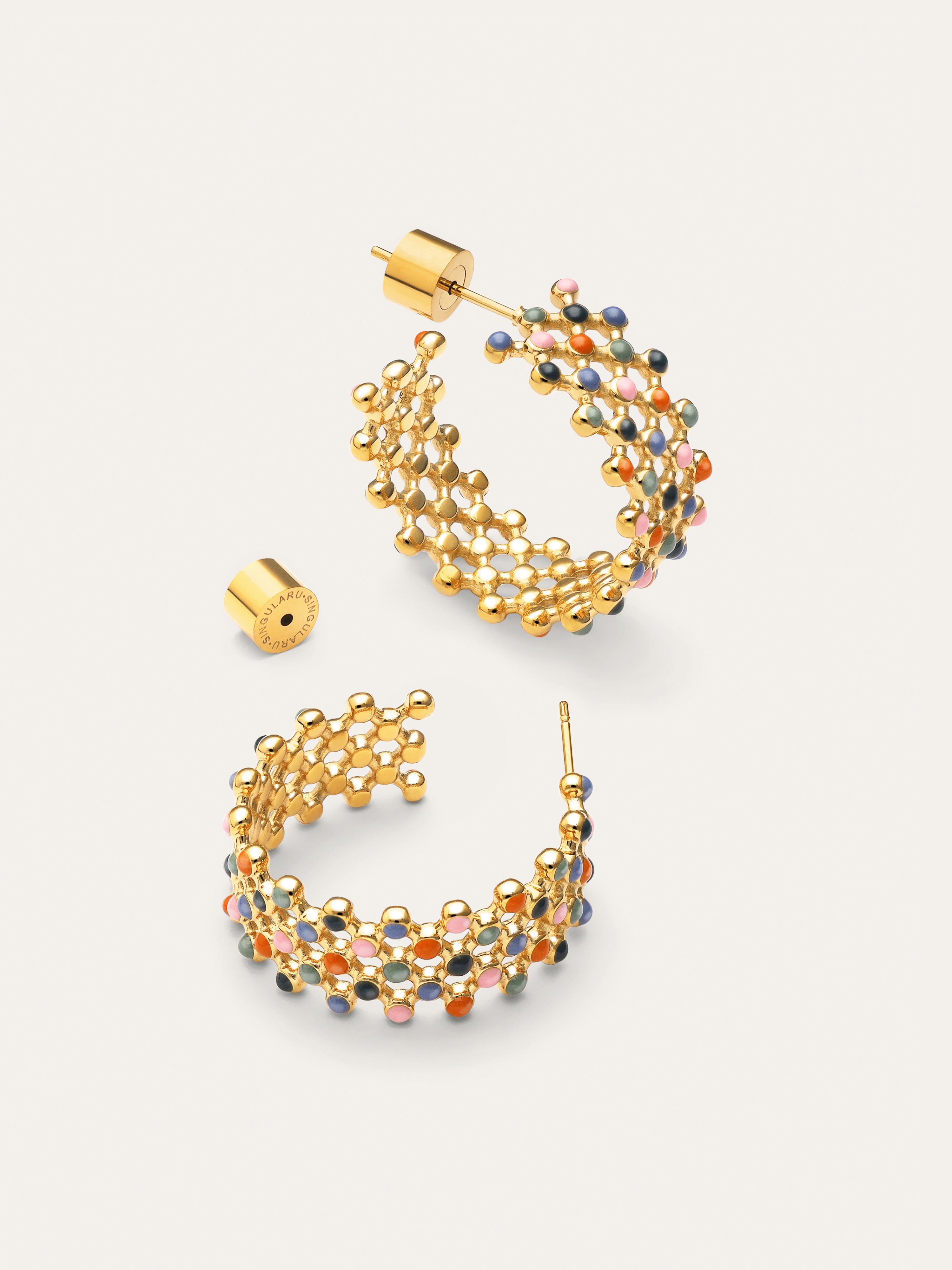 Mini Bomb Enamel Ohrringe Edelstahl, vergoldet