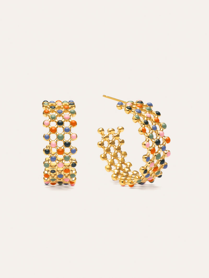 Pendientes Mini Bomb Enamel Acero Baño Oro
