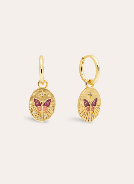 Medallion Butterfly Rose Gold  Earrings