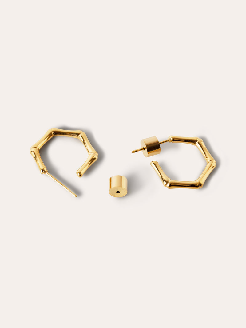 Boucles D’oreilles Créoles Mini Bamboo Acier Plaqué Or