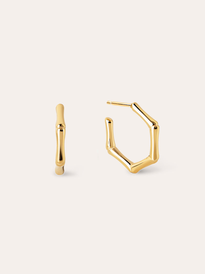 Boucles D’oreilles Créoles Mini Bamboo Acier Plaqué Or