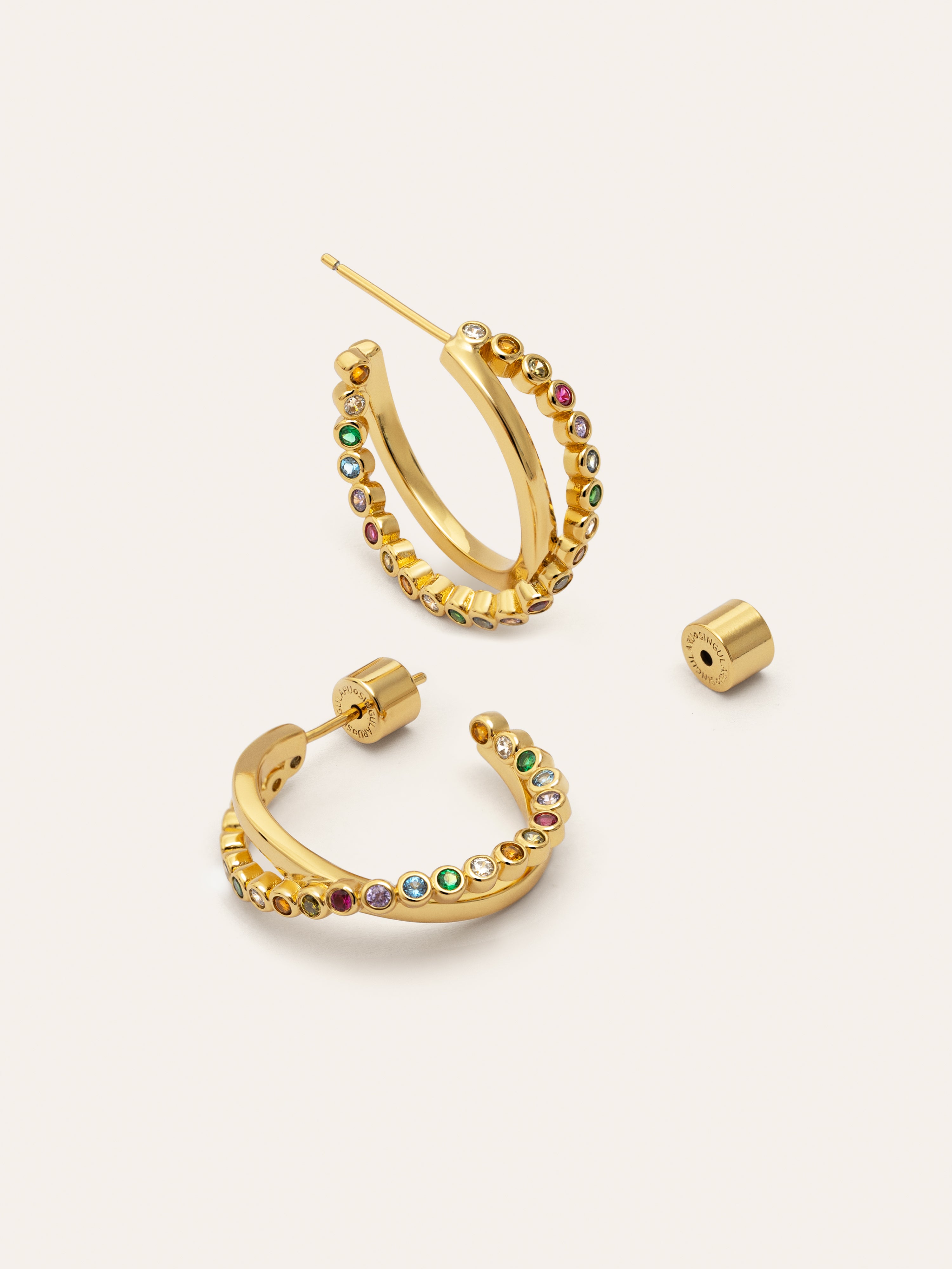 Orbit Cross Ohrringe, vergoldet