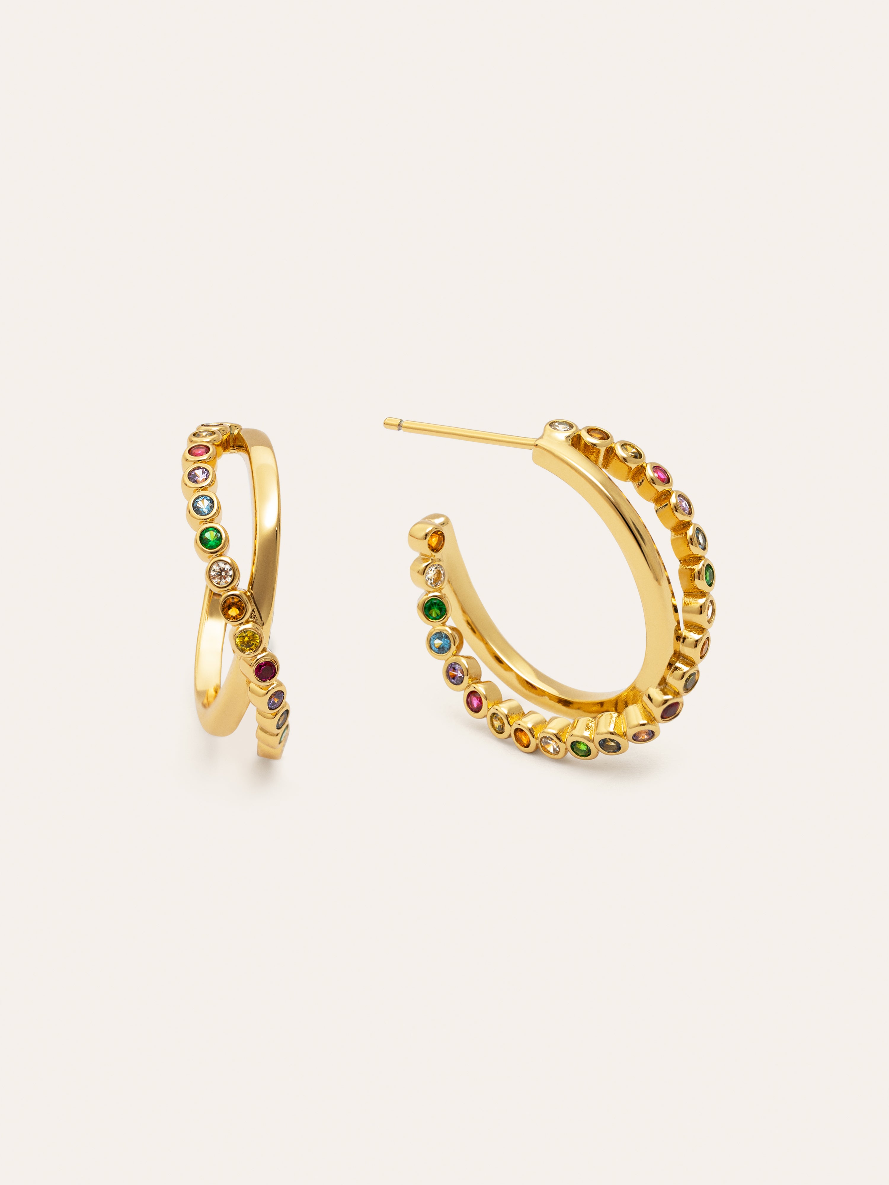 Orbit Cross Ohrringe, vergoldet