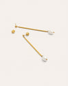 Pendientes Pearl Stick Acero Baño Oro